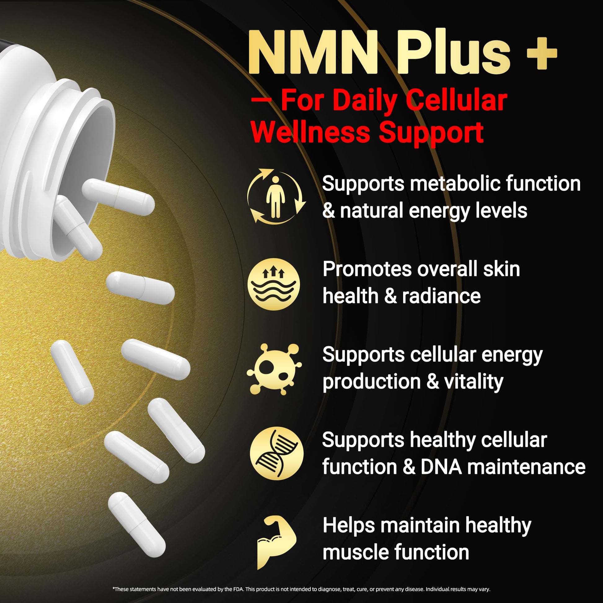 I LOVE HEALTH NMN Complex Plus+ for Women & Men with NAC, Alpha Lipoic Acid, CoQ10 & Resveratrol – 5-in-1 Cellular Energy & Healthy Aging Support – 60 Capsules, Non-GMO, Made in USA I LOVE HEALTH buy supplements canada