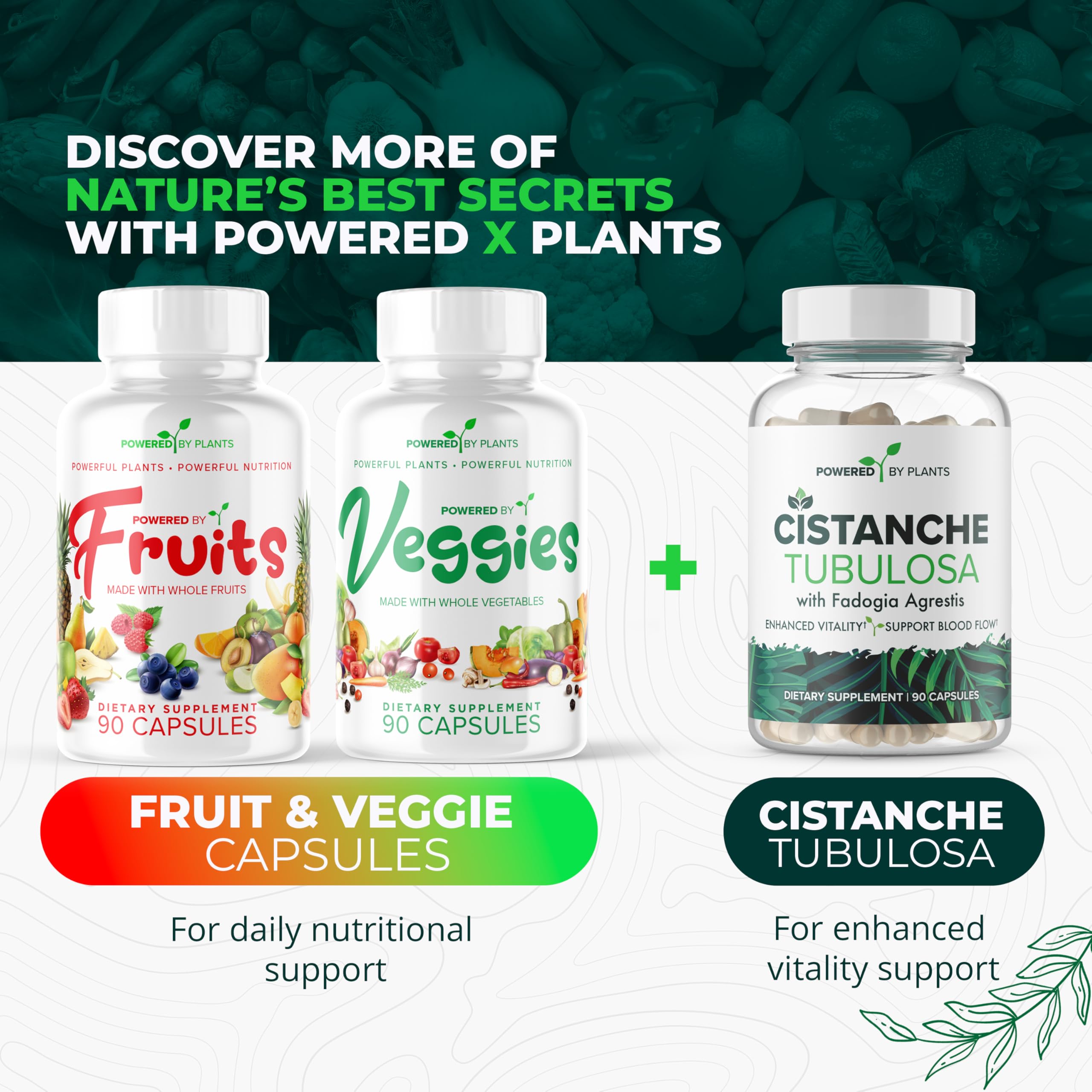 Daily Fruits and Veggies Supplement - 180 Capsules for 30 Days, Non GMO & Gluten Free Superfood with Natural Vitamins - Powered by Plants, 2-Pack POWERED X PLANTS buy supplements canada