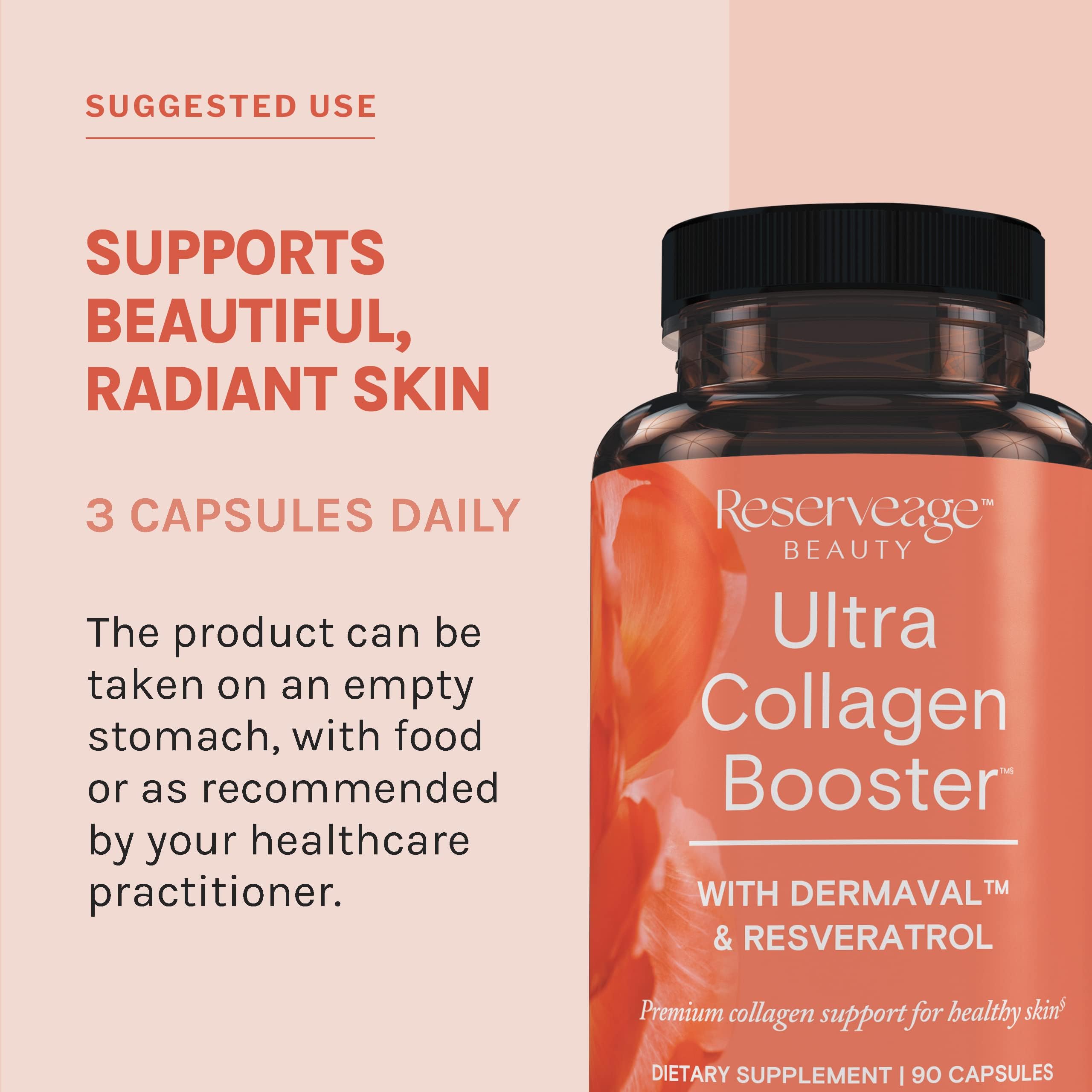 Reserveage Ultra Collagen Booster & Keratin Hair Booster - Features Dermaval, Biotin & Resveratrol - Support Hair & Skin - 90 Ultra Collagen Booster Capsules, 120 Keratin Hair Booster Capsules Reserveage Nutrition buy supplements canada