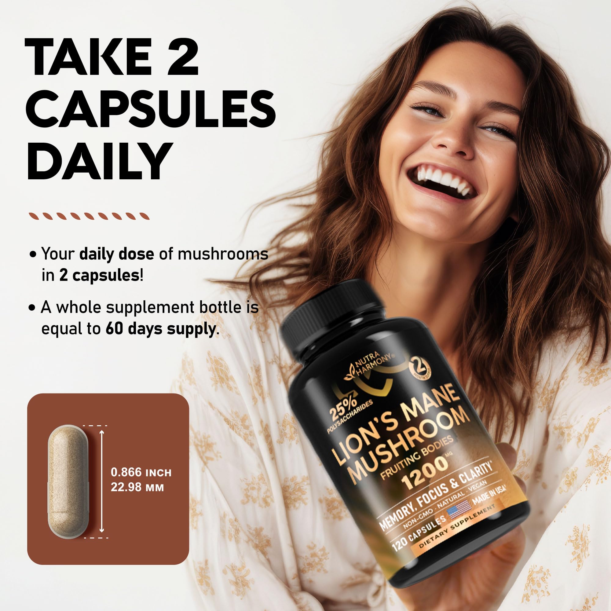Organic Lions Mane - Certified Mushroom Supplement - Made in USA - Fruiting Bodies NUTRAHARMONY buy supplements canada
