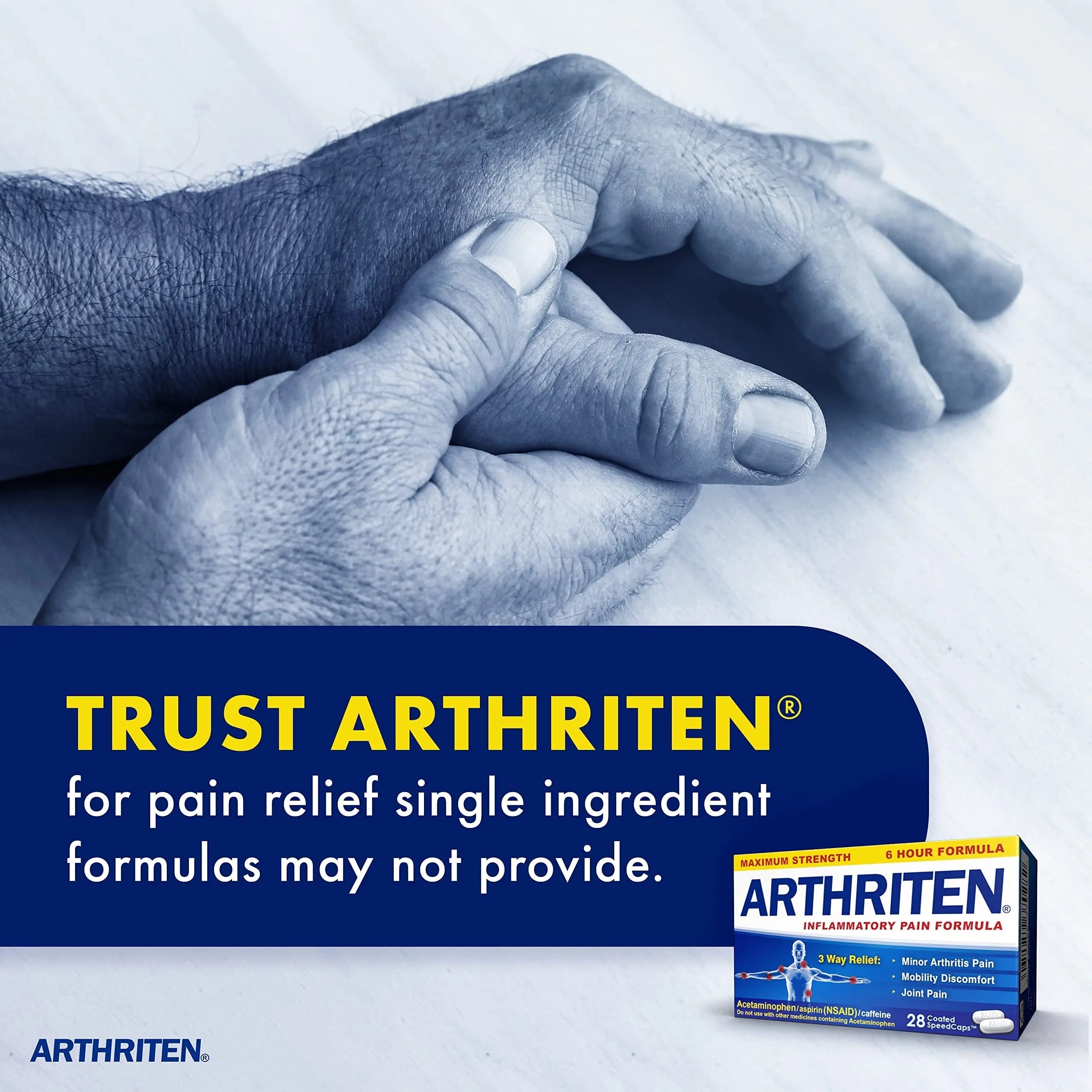 Arthriten Inflammatory Pain Formula Caplets with 3 Active Ingredients: Aspirin, Acetaminophen & Caffeine, White, 28 Count (Pack of 1) Arthriten buy supplements canada