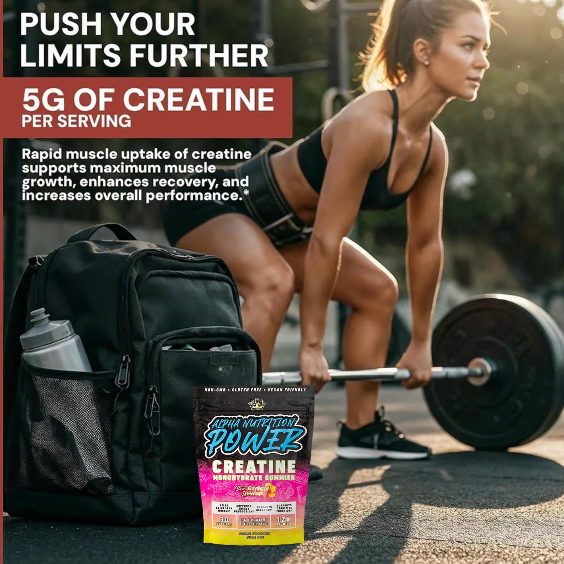Creatine Monohydrate Gummies 5g - Raspberry Lemonade Flavored Creatine for Women and Men - Supplement for Muscle Gain, Strength, Energy, Cognitive Health, Pre and Post Workout, Recovery, (120 Gummies) Alpha Nutrition Power buy supplements canada