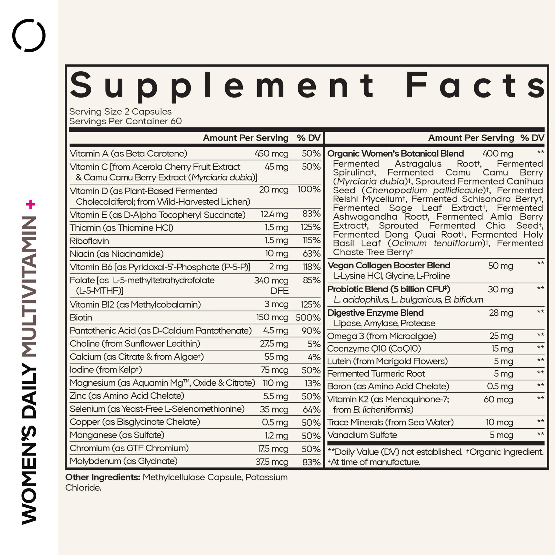 Codeage Women’s Daily Multivitamin, 25+ Vitamins & Minerals, Fermented, Organic Whole Foods, Probiotics Supplement - Vitamin A, B, C, D, E & K, Omega 3, Zinc – Vegan - 120 Capsules Codeage buy supplements canada