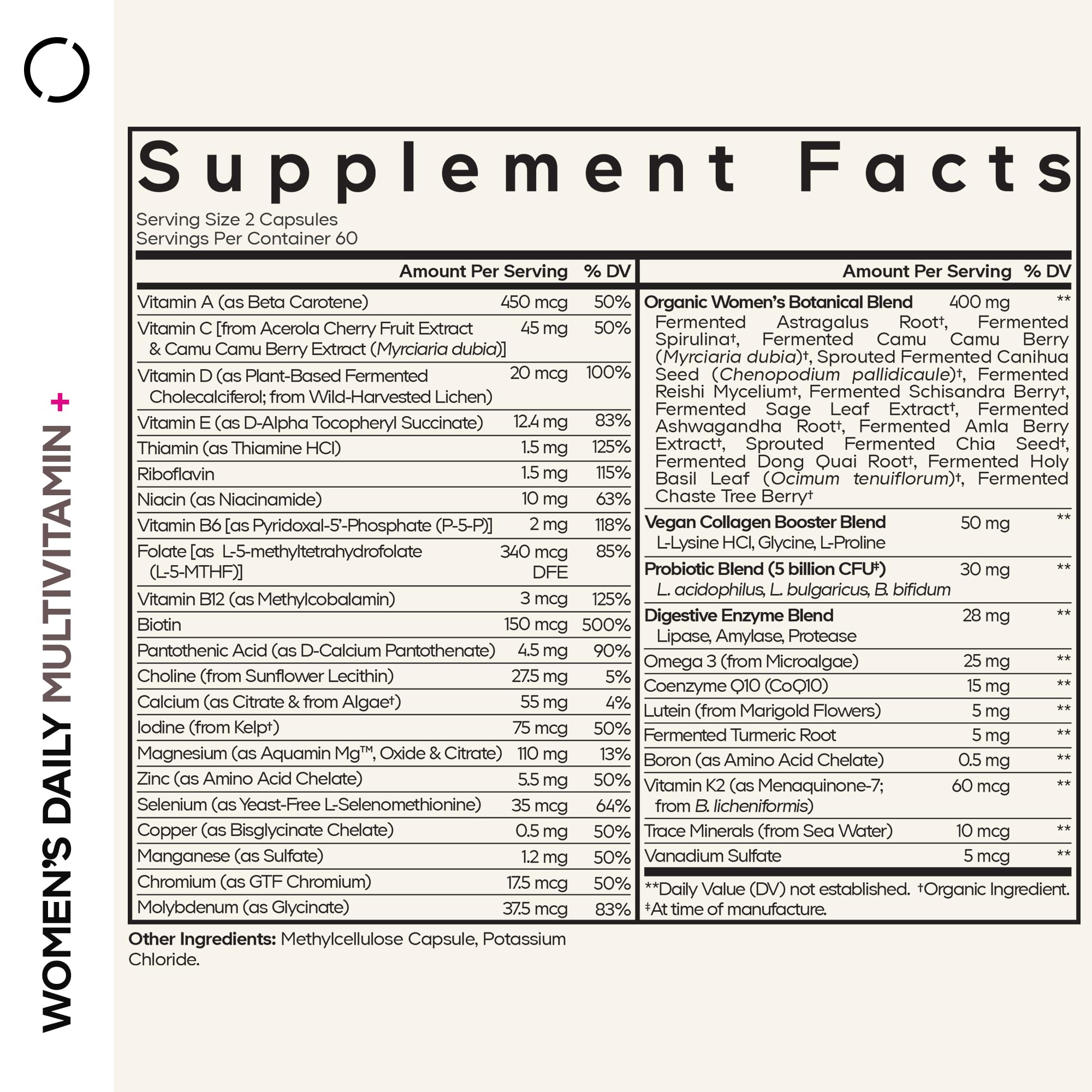 Codeage Women’s Daily Multivitamin, 25+ Vitamins & Minerals, Fermented, Organic Whole Foods, Probiotics Supplement - Vitamin A, B, C, D, E & K, Omega 3, Zinc – Vegan - 120 Capsules Codeage buy supplements canada