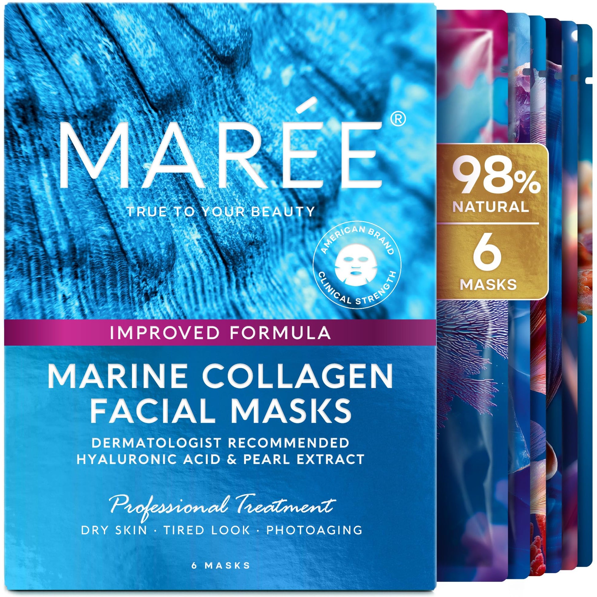 MAREE Collagen Facial Mask with Hyaluronic Acid — Sheet Face Mask Skincare — Centella Asiatica, Green & Red Algae Extract MAREE buy supplements canada