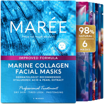 MAREE Collagen Facial Mask with Hyaluronic Acid — Sheet Face Mask Skincare — Centella Asiatica, Green & Red Algae Extract MAREE buy supplements canada
