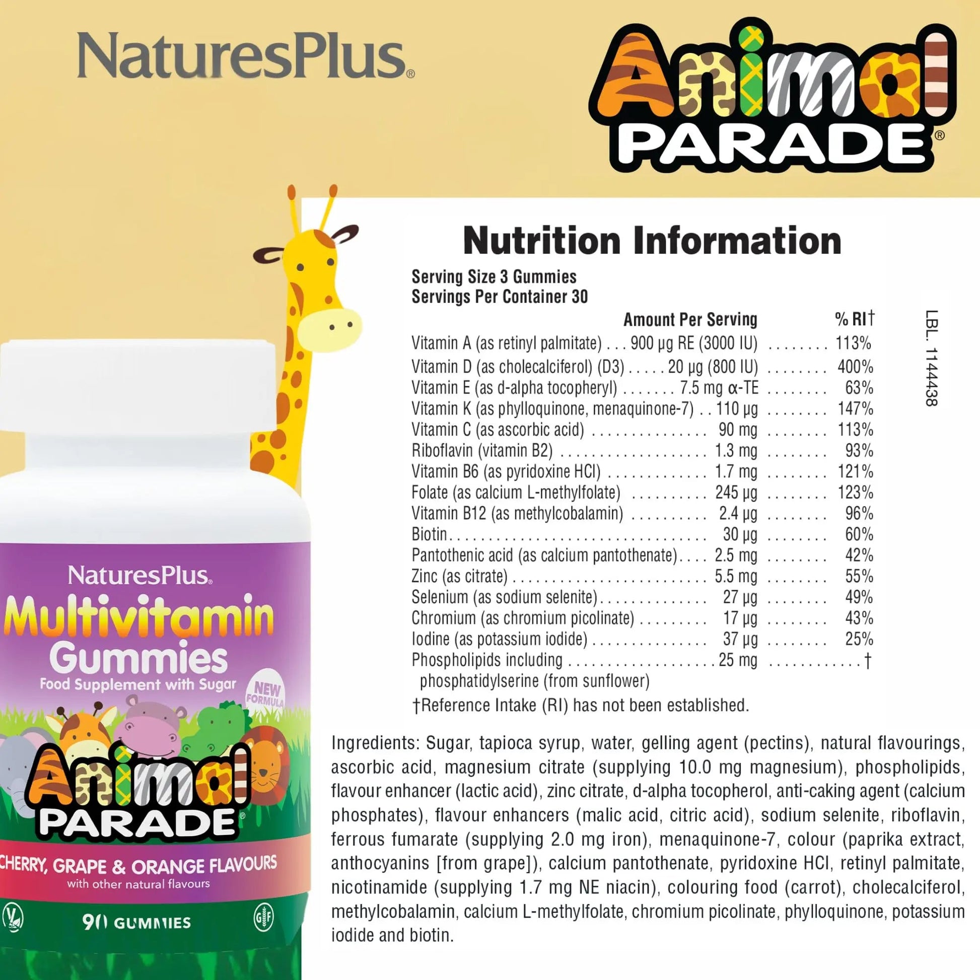 NaturesPlus Animal Parade Multivitamin Children's Gummies - 90 Count - Assorted Cherry, Grape & Orange Flavors NaturesPlus buy supplements canada