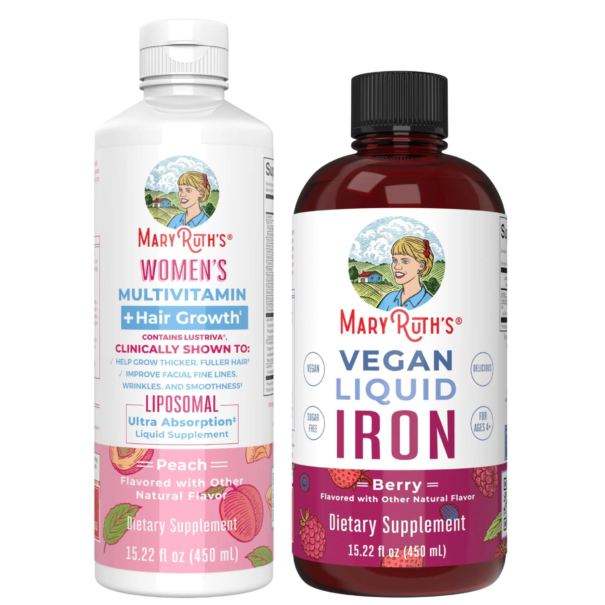 MaryRuth's Women's Multivitamin + Hair Growth Liposomal (Peach) & Iron Liquid (Berry) | Clean Label Project Verified® | MARYRUTH'S buy supplements canada