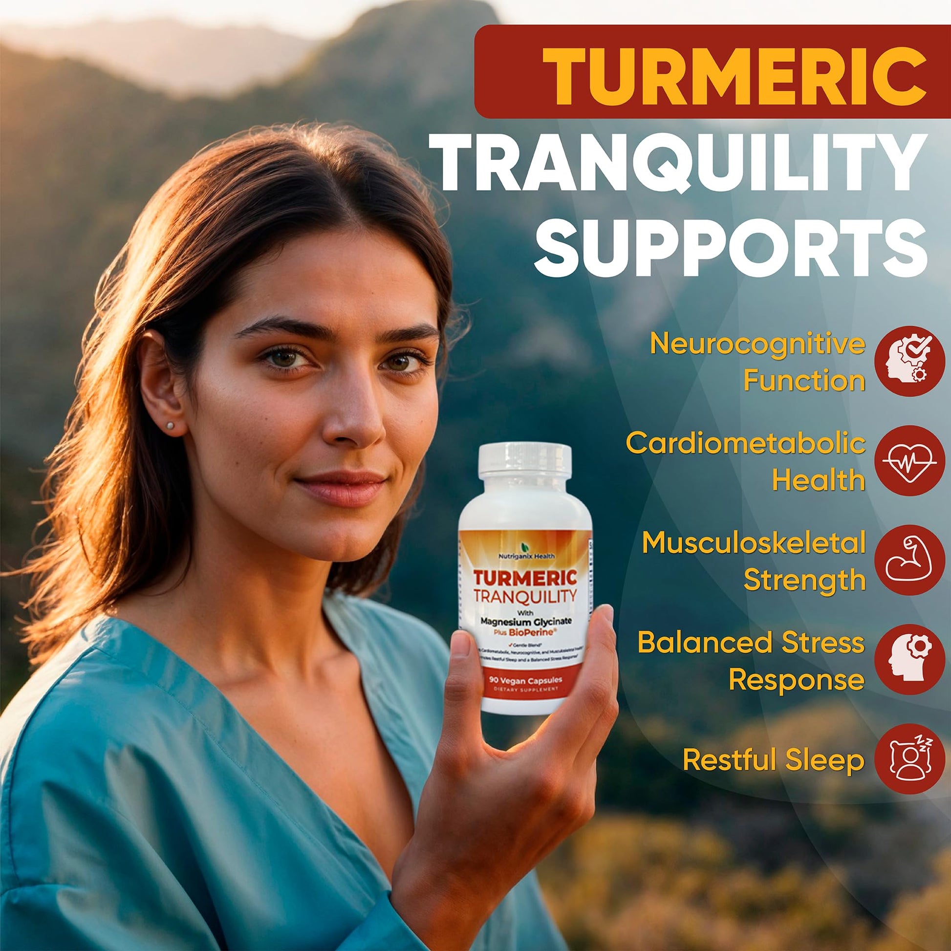 Turmeric Tranquility Turmeric Curcumin & Magnesium Glycinate with BioPerine – Support for Stress Relief, Sleep, Heart Health, Muscles, Metabolism, and Joint Health* - High Absorption - 90 Capsules (1) Nutriganix buy supplements canada