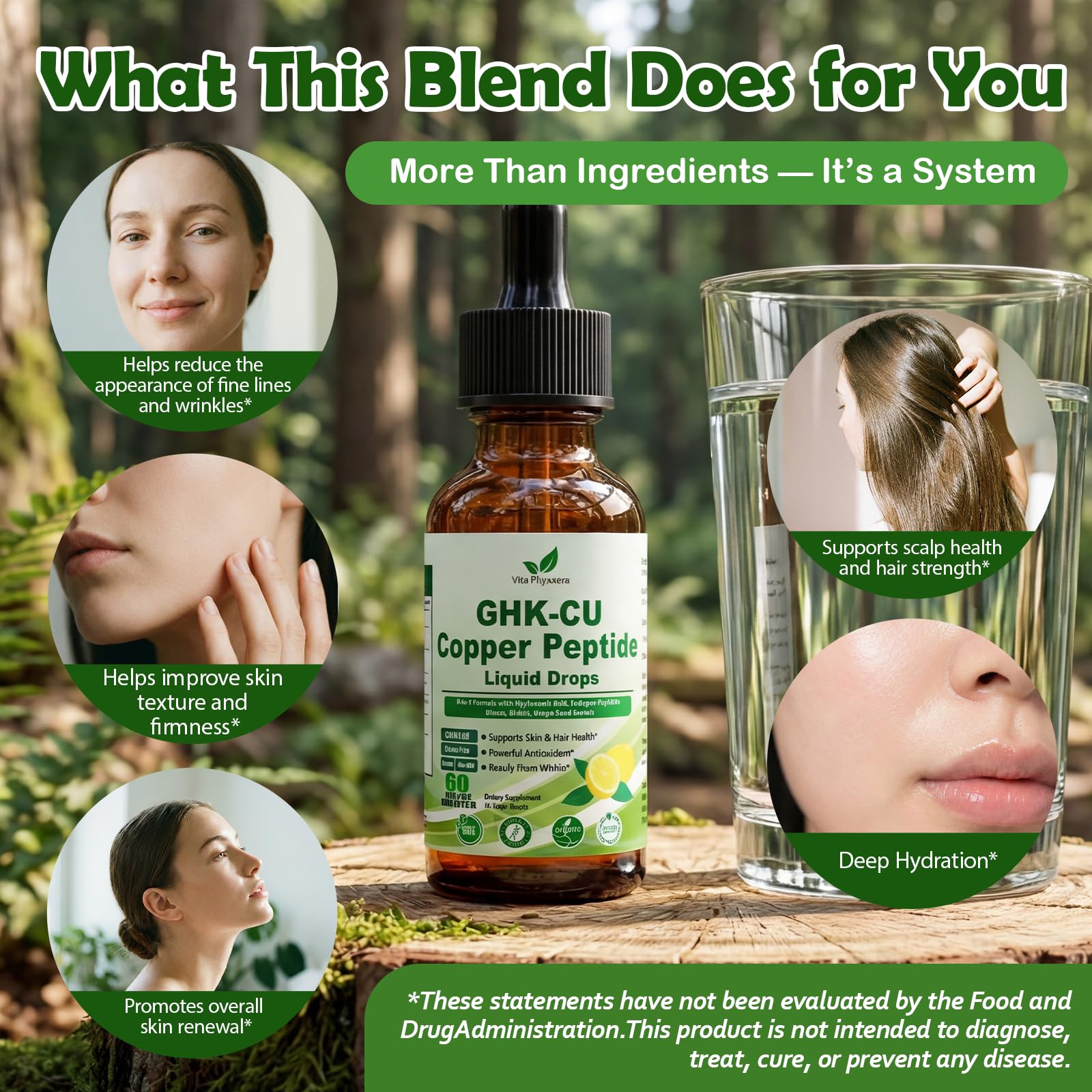 Vita PLynxera GHK-CU Peptide Supplement Liquid Drops, Premium 6-in-1 GHK CU Copper Peptides w. Marine Collagen Hyaluronic Acid Biotin for Anti-Aging, Skin Hair Growth Support, Oral Drops丨Women Men Vita PLynxera buy supplements canada