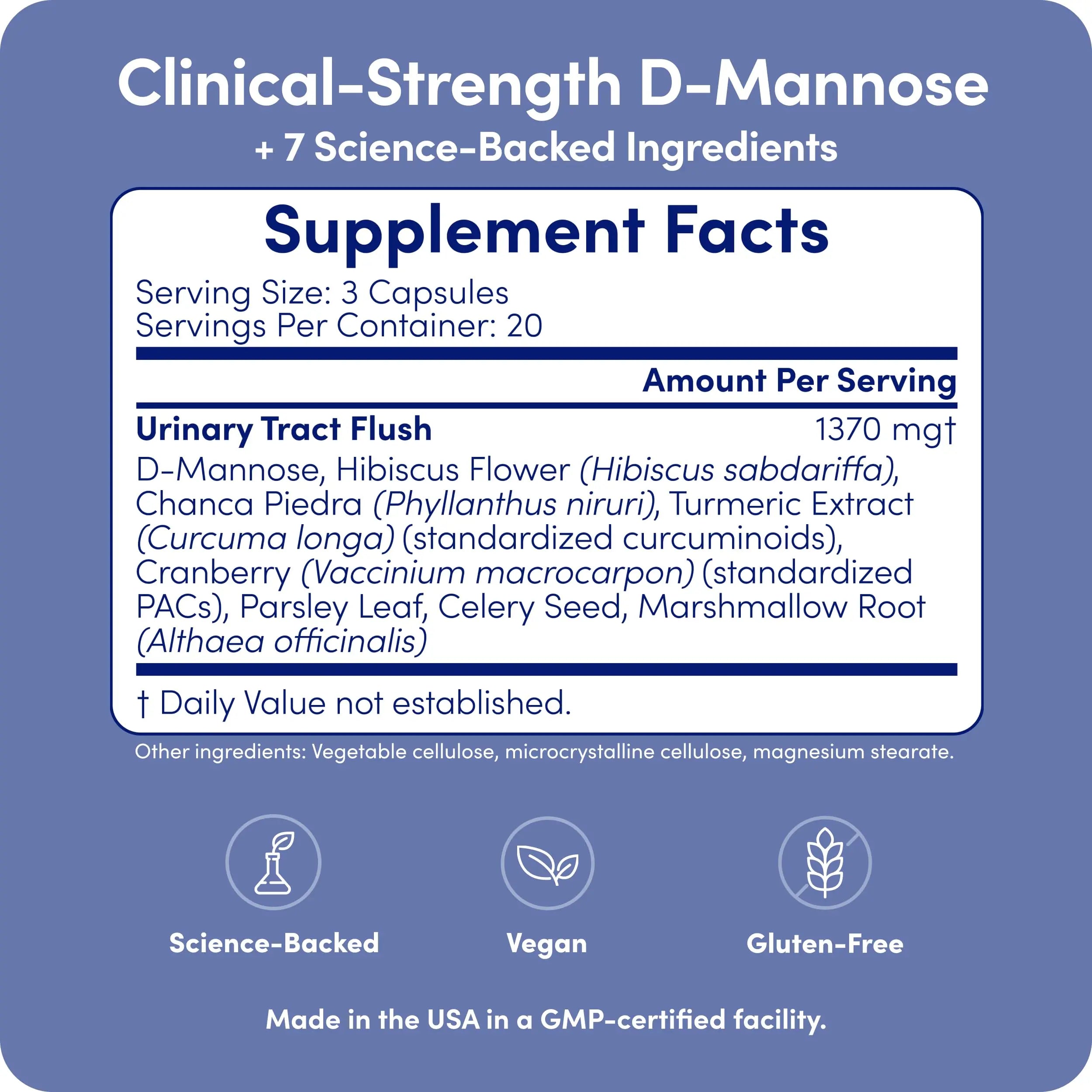 UT-Fem Solution - Fast-Acting Urinary Tract Flush for Women, Proactive UTI Support, Promotes Cleansing & Comfort, Clinical-Strength D-Mannose, Cranberry, and Natural Ingredients - 60 Vegan Capsules UT-Fem buy supplements canada