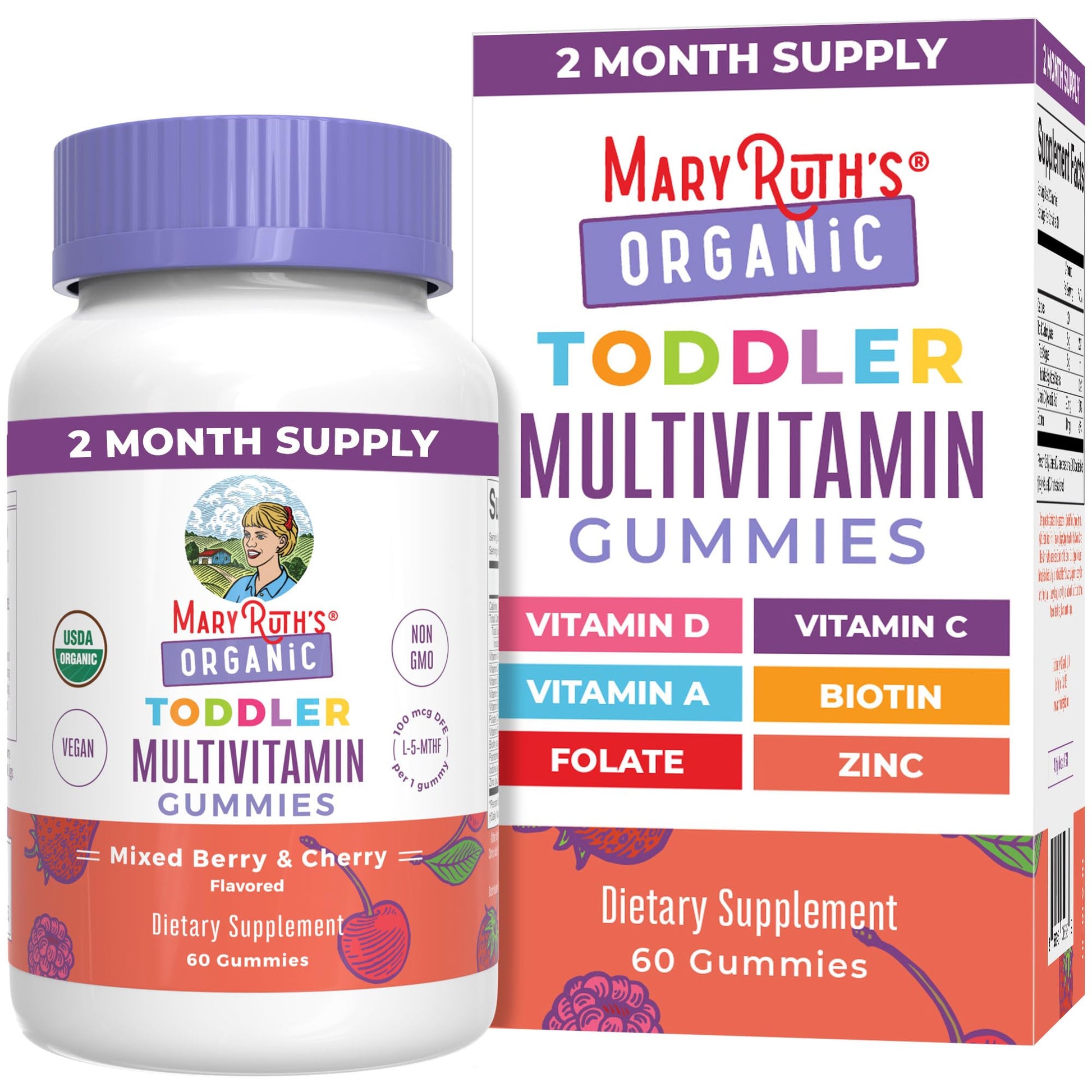 MARYRUTH'S Organic Toddler Multivitamin Gummies | Ages 4+ | Vitamin A, C, D, E, B6, B12, Biotin, Iodine, Zinc | Immunity | Bone & Teeth Health MARYRUTH'S buy supplements canada