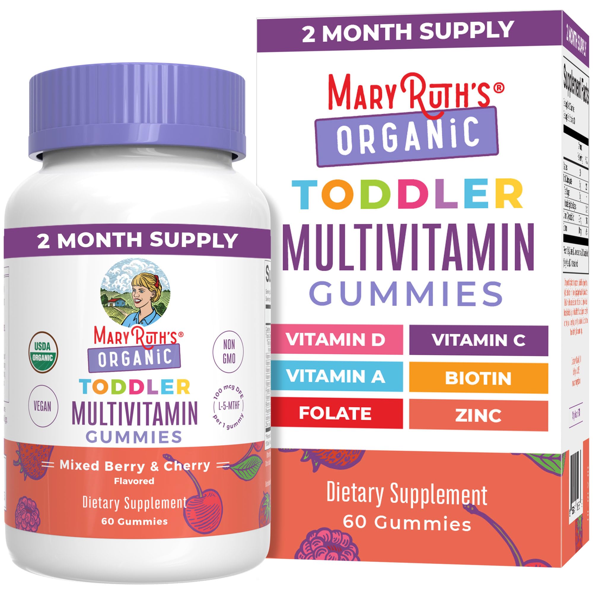 MARYRUTH'S Organic Toddler Multivitamin Gummies | Ages 4+ | Vitamin A, C, D, E, B6, B12, Biotin, Iodine, Zinc | Immunity | Bone & Teeth Health MARYRUTH'S buy supplements canada