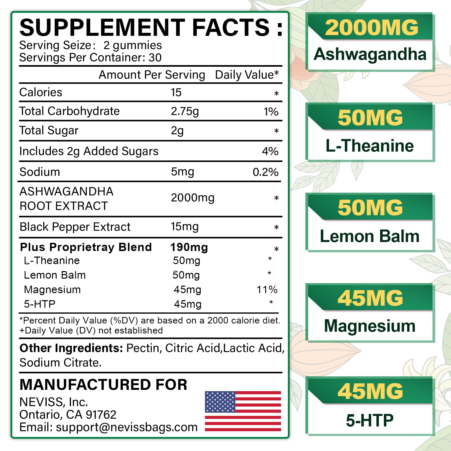 NEVISS Ashwagandha Gummies 2000mg, Feel Refreshed, Plus Proprietary Blend NEVISS buy supplements canada