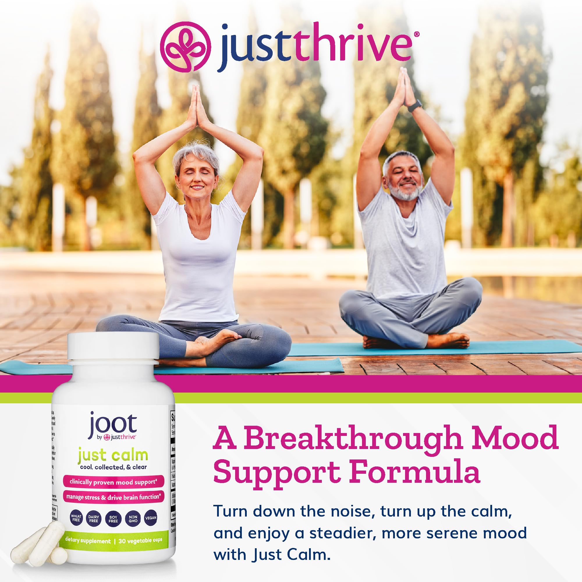 Just Thrive - Just Calm - Cortisol Manager - Calming, Memory, and Mood Support Supplement - Vegan, 30 Calm Capsules Just Thrive buy supplements canada