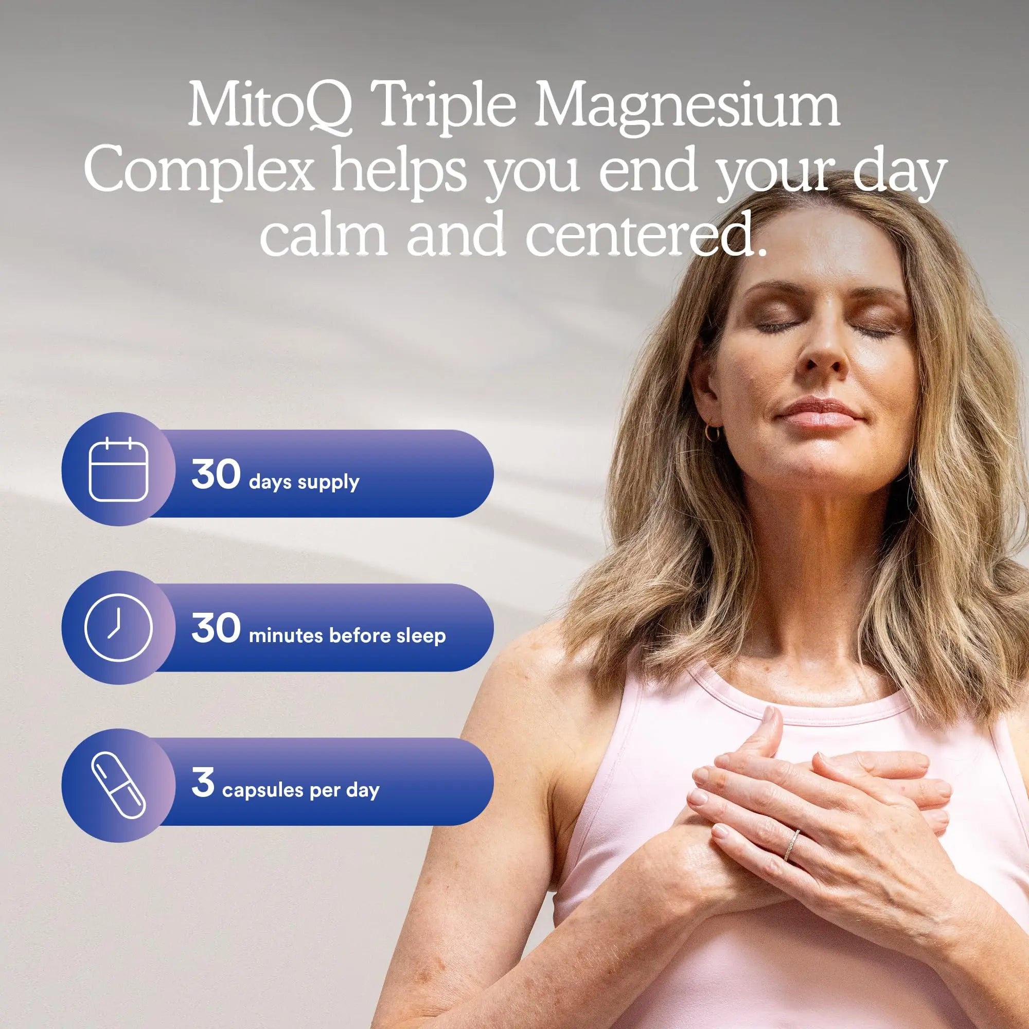 MitoQ Triple Magnesium Complex | Magnesium Glycinate, Taurinate, Oxide with GABA for Heart Health, Stress Management, & Deeper Sleep | High Absorption | 90 Capsules MitoQ buy supplements canada