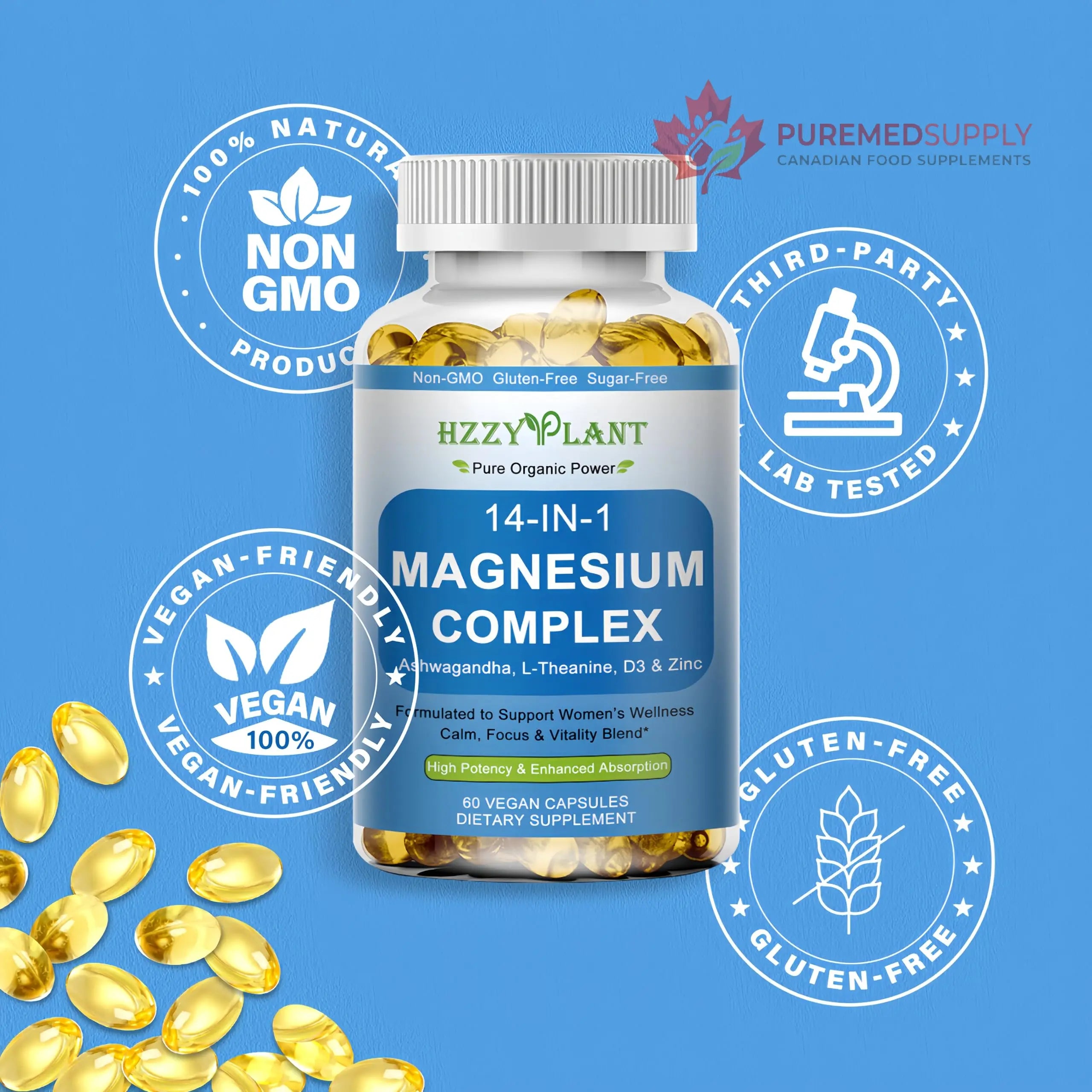 Magnesium Complex Softgels, High Absorption Magnesium Supplement with Glycinate, Citrate, Malate, Taurate, 14-in-1 Magnesium Complex for Women & Men for Muscle, Heart, Sleep Support, 2 Month Supply HZZYPLANT buy supplements canada