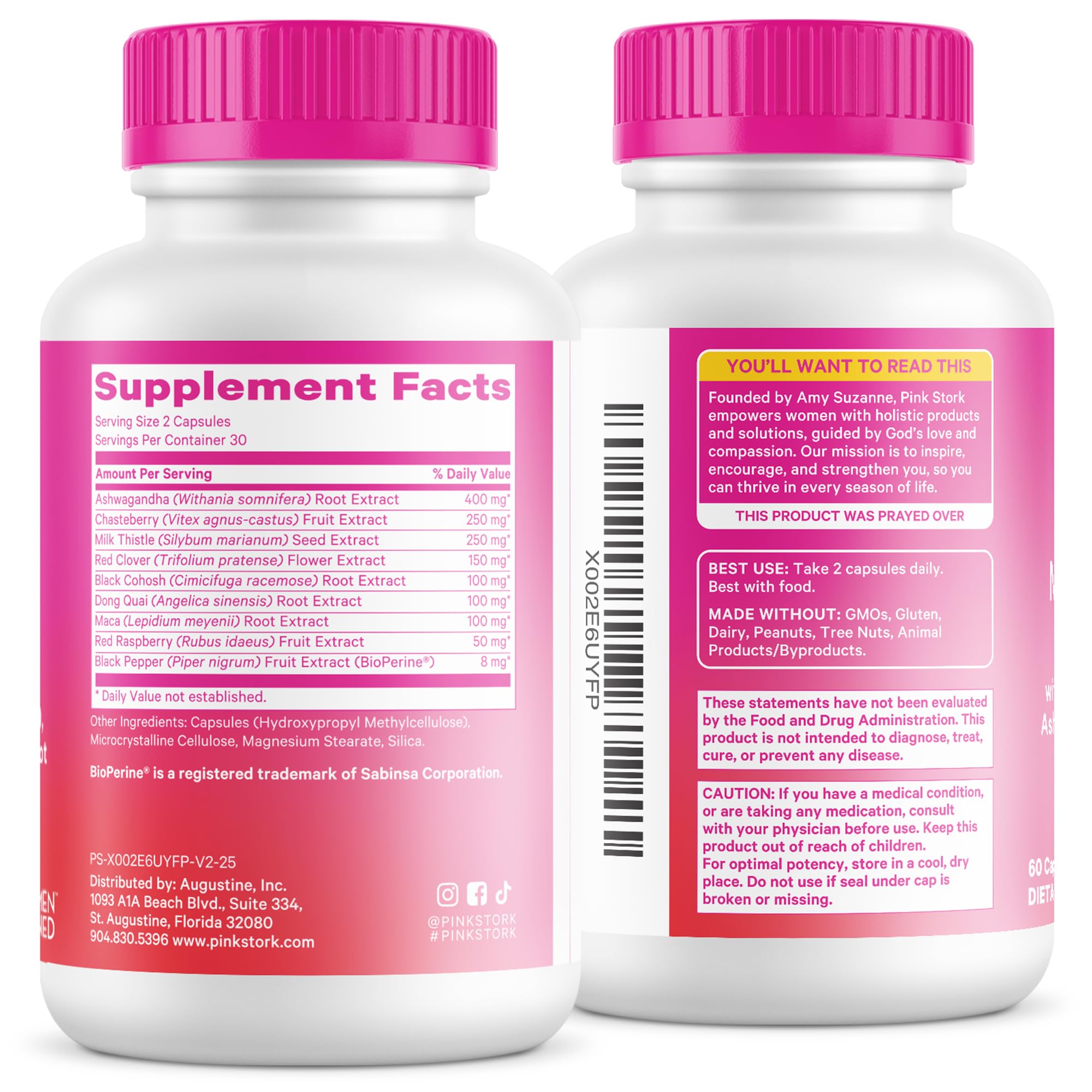 Pink Stork Menopause Support for Women - Hot Flash, Mood, Sleep, Weight, Cortisol & Hormonal Balance - Vegan, Estrogen-Free Perimenopause Relief - Ashwagandha, Maca - 60 Capsules Pink Stork buy supplements canada