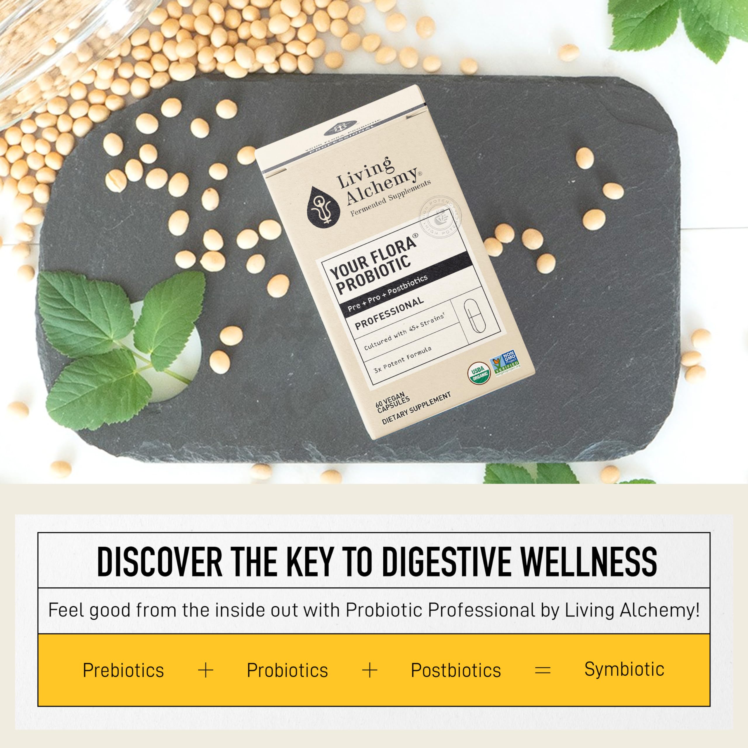 Living Alchemy Gut Health Supplements for Men & Women - Your Flora Probiotic Professional Digestion Supplement with Fermented Soybean, Prebiotics, Living Alchemy buy supplements canada