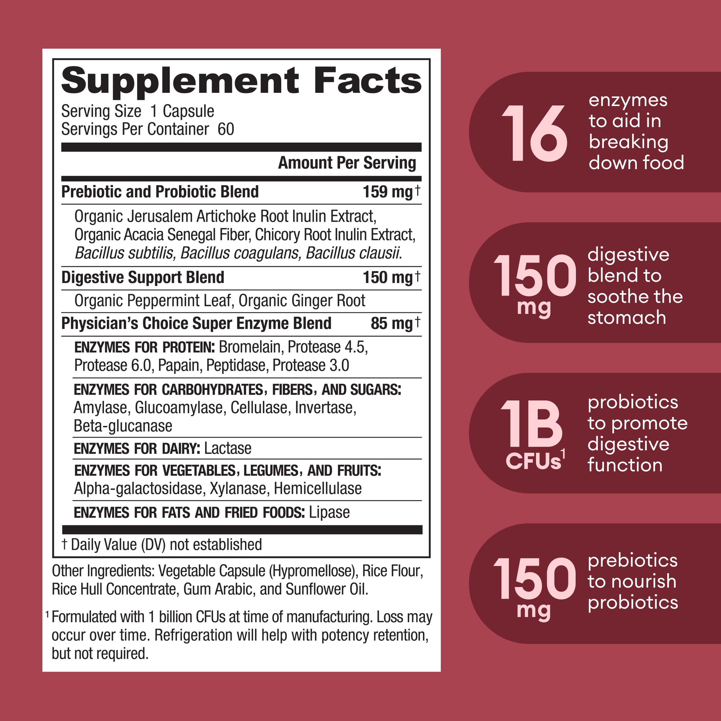 Physician's CHOICE Digestive Enzymes - Multi Enzymes, Bromelain, Organic Prebiotics Physician's CHOICE buy supplements canada