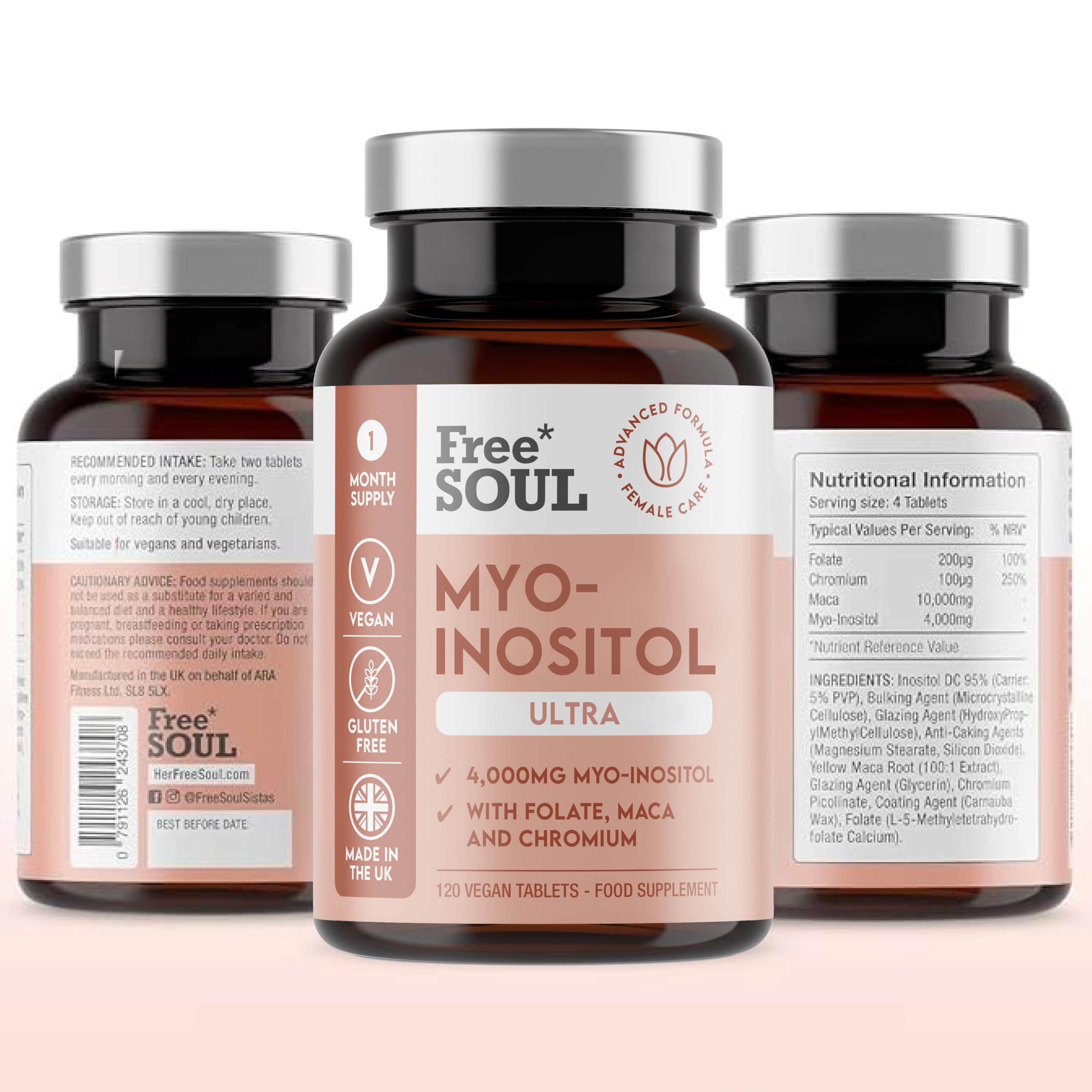 Free Soul Myo-Inositol Ultra Supplement with 4,000mg Myo-Inositol, 200ug Folate, 100ug Free Soul buy supplements canada