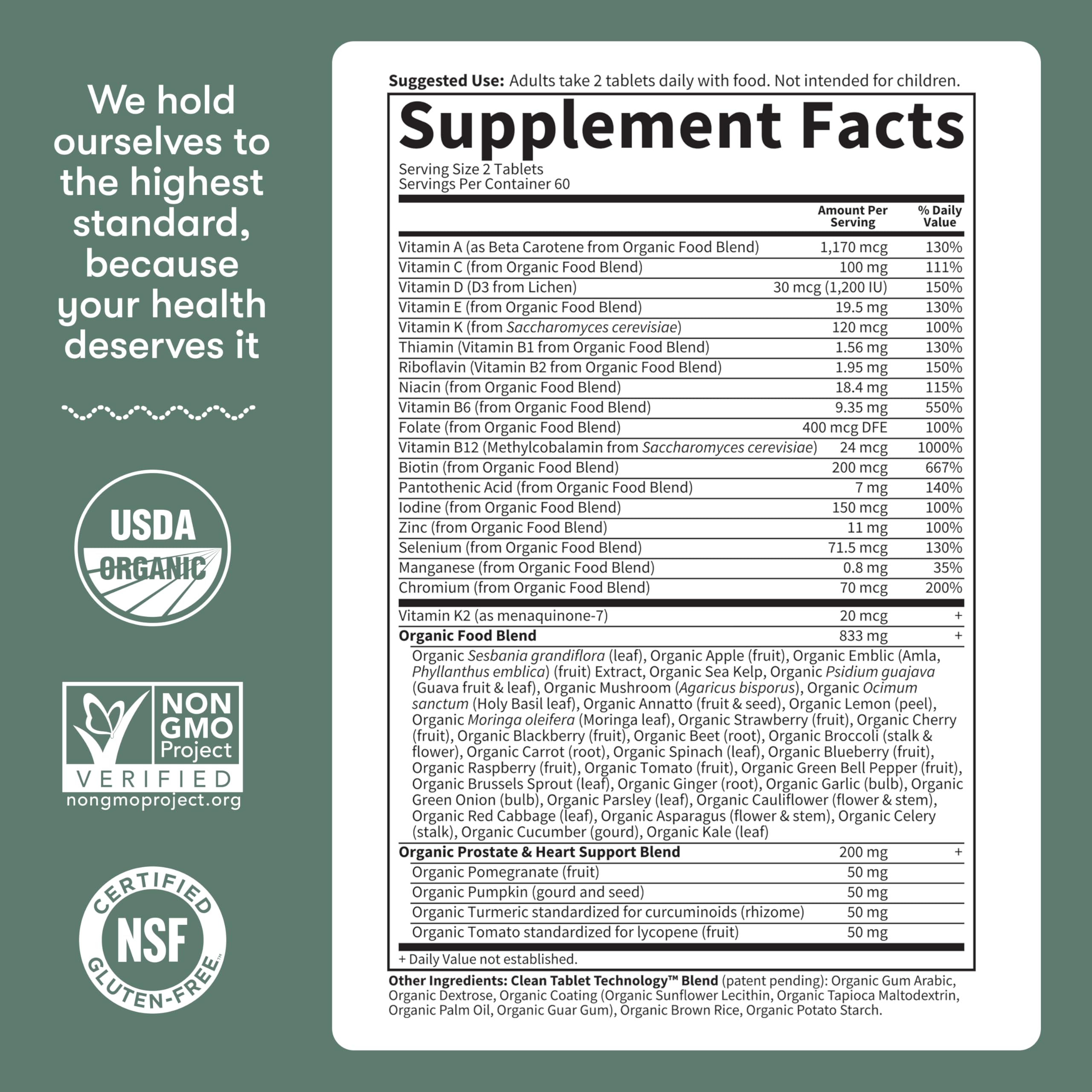 Garden of Life Organics Men's 40+ Multivitamin with Prostate Support, B12 & Vitamins – Vegan Daily Whole Food Multivitamin, Non-GMO, Certified Organic, 120 Tablets Garden of Life buy supplements canada