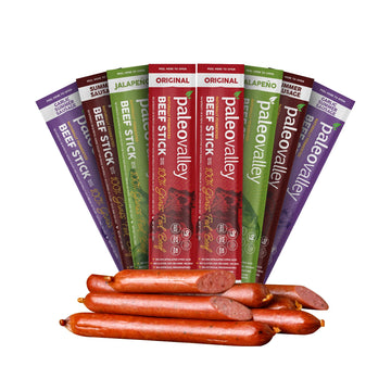 Paleovalley 100% Grass Fed Beef Sticks - Delicious Gluten Free Beef Snack - High Protein Keto Friendly, 40 Count Variety Pack Paleovalley buy supplements canada