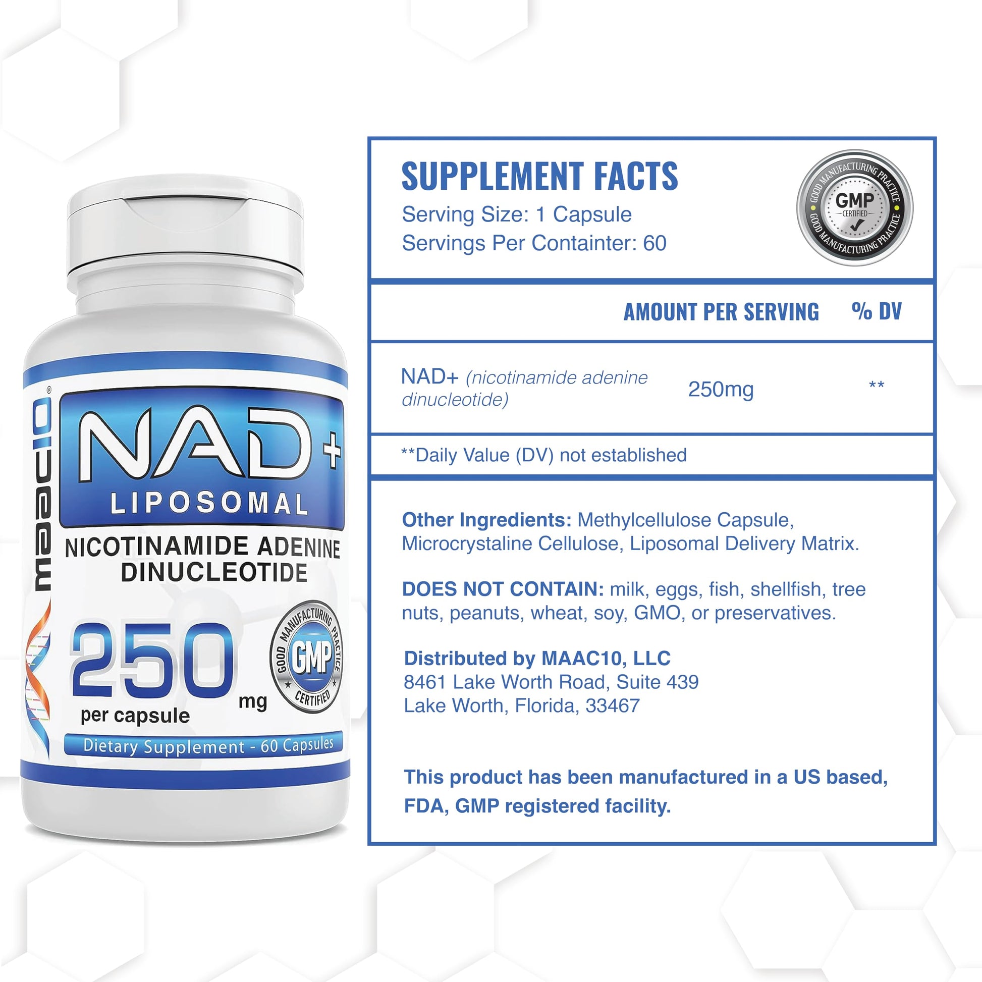 MAAC10 Liposomal NAD Supplement 500mg Serving (2x250mg Capsules) Actual Nicotinamide Adenine Dinucleotide MAAC10 buy supplements canada