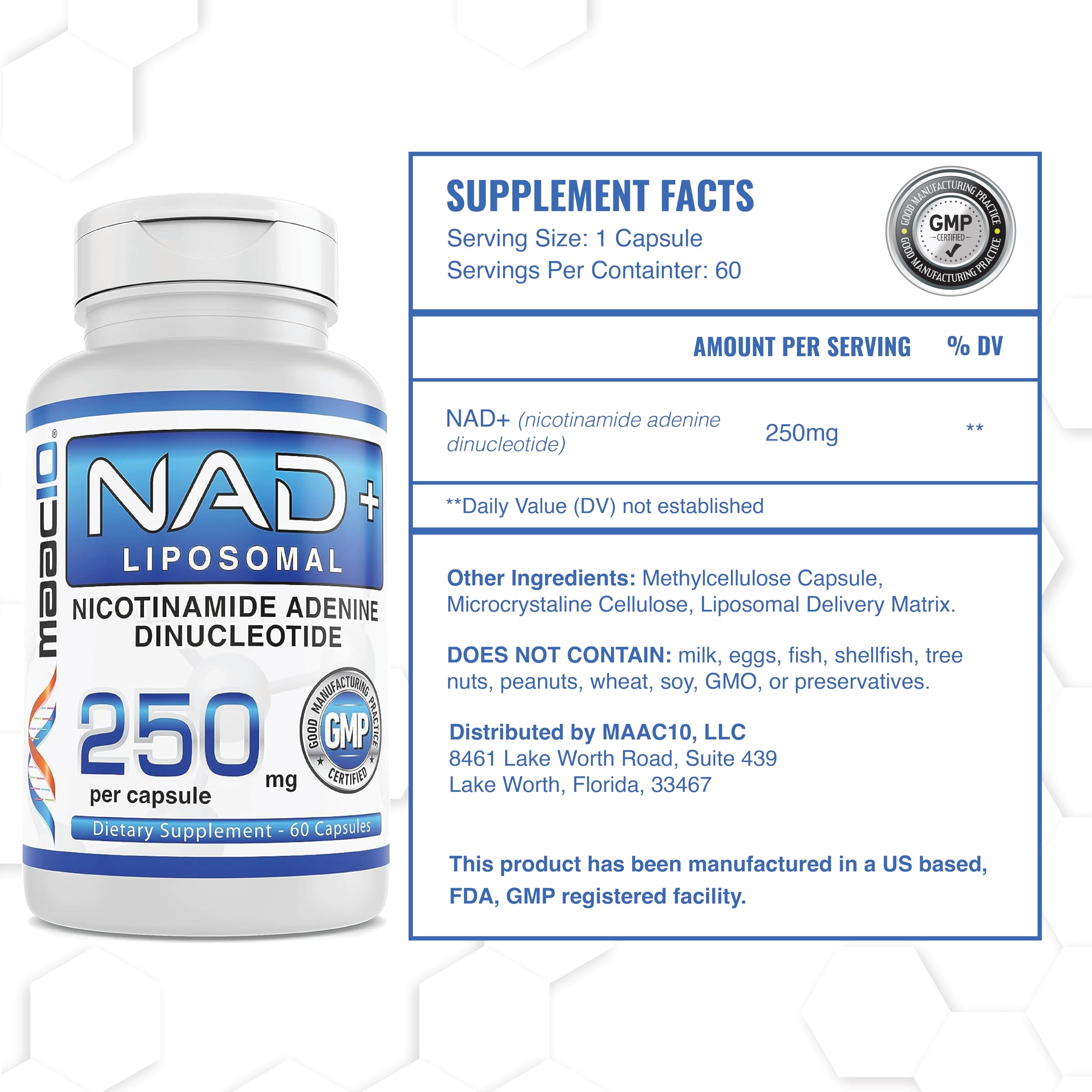 MAAC10 Liposomal NAD Supplement 500mg Serving (2x250mg Capsules) Actual Nicotinamide Adenine Dinucleotide MAAC10 buy supplements canada