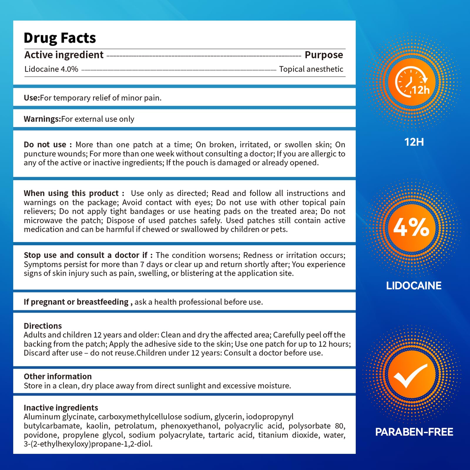 LOVPTFER 4% Lidocaine Pain Relief Patches – Maximum Strength Pain Patches, 12-Hour Long-Lasting Relief for Back, Neck, Shoulder & Joint Pain, Fast-Acting,–40 Count, 5.5” x 3.94” LOVPTFER buy supplements canada