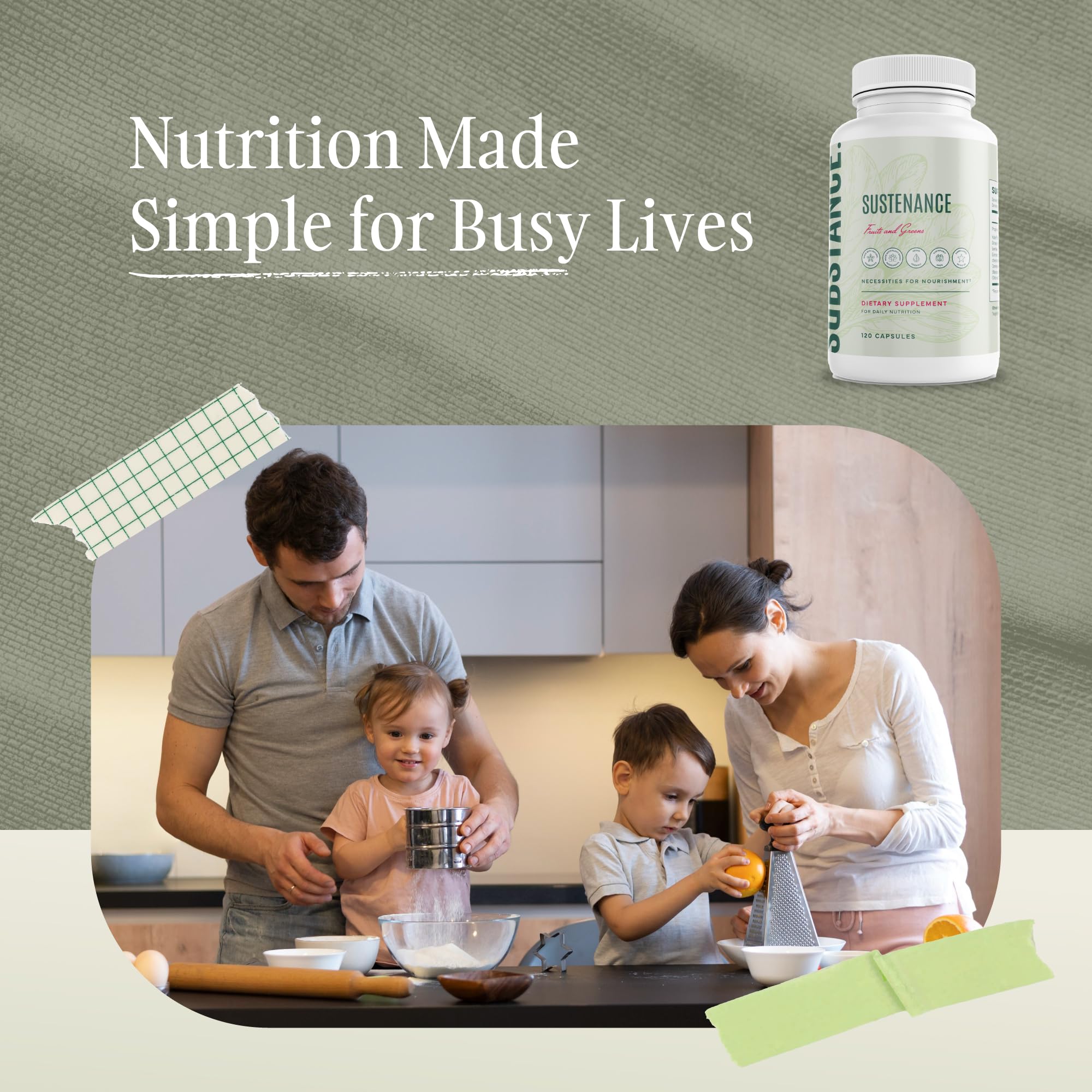 SUBSTANCE. - Nature's Sustenance Daily Greens, Daily Fruit and Veggies Supplement - Enhance Energy, Mental Clarity - Fruits and Vegetables Supplements - US Made, Vegan-Friendly - 30 Servings. SUBSTANCE. buy supplements canada