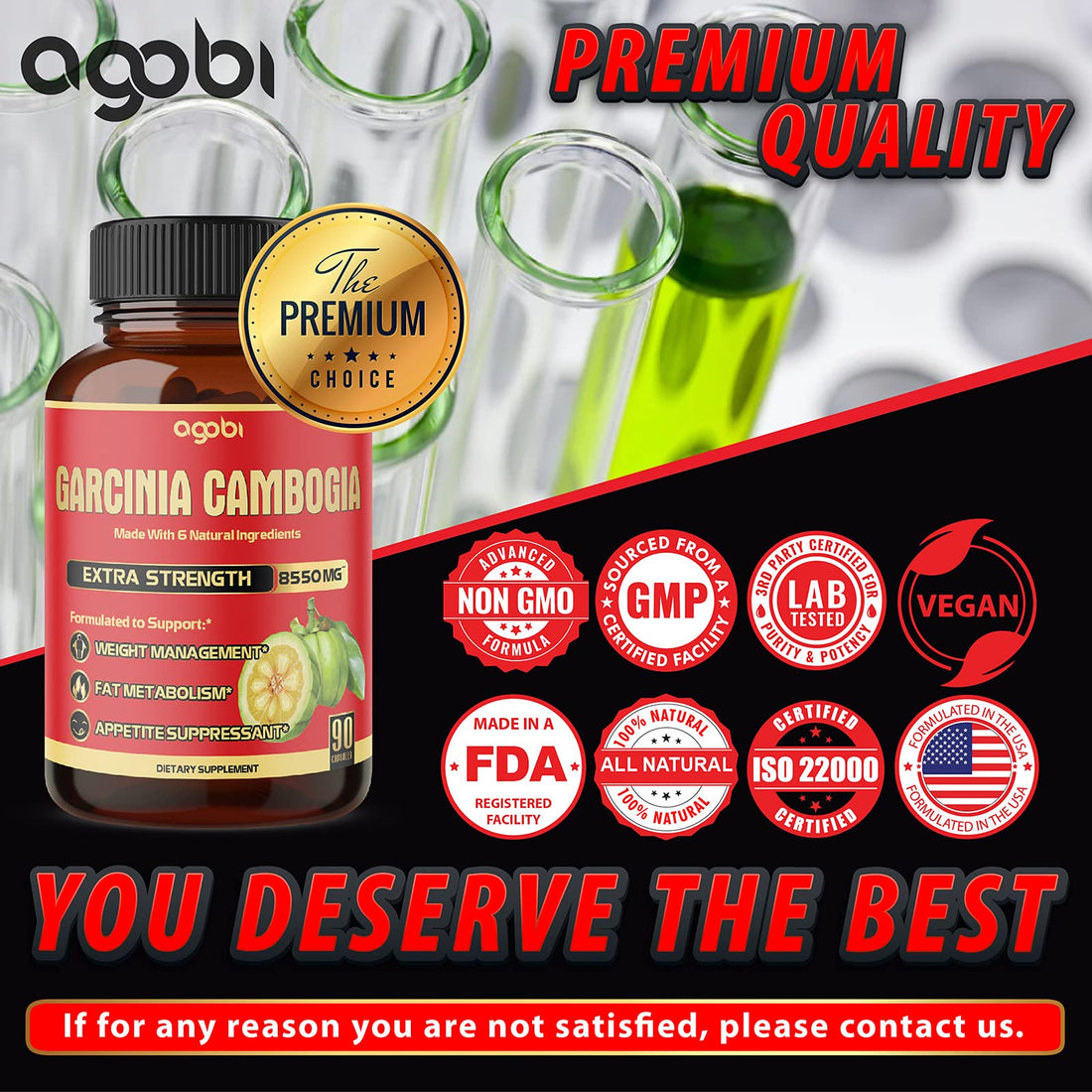 agobi Pure Garcinia Cambogia Capsules 8550mg - 6in1 with Green Tea, Arjuna, Garlic Bulb agobi buy supplements canada