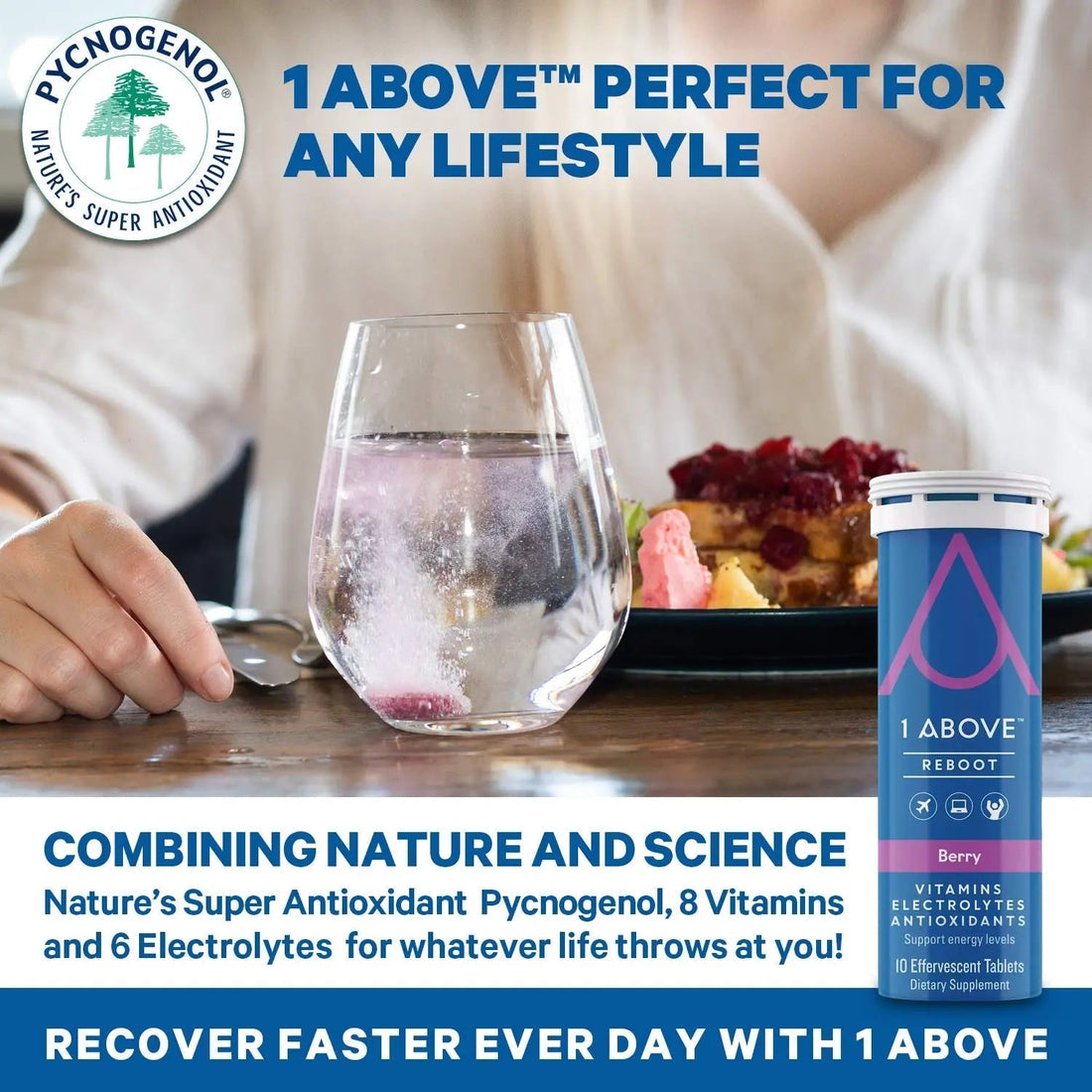 1Above Jet Lag Relief Tablets - Citrus-Flavored Effervescent Multivitamin with Pycnogenol Travel Supplement for Hydration, Energy 1ABOVE buy supplements canada