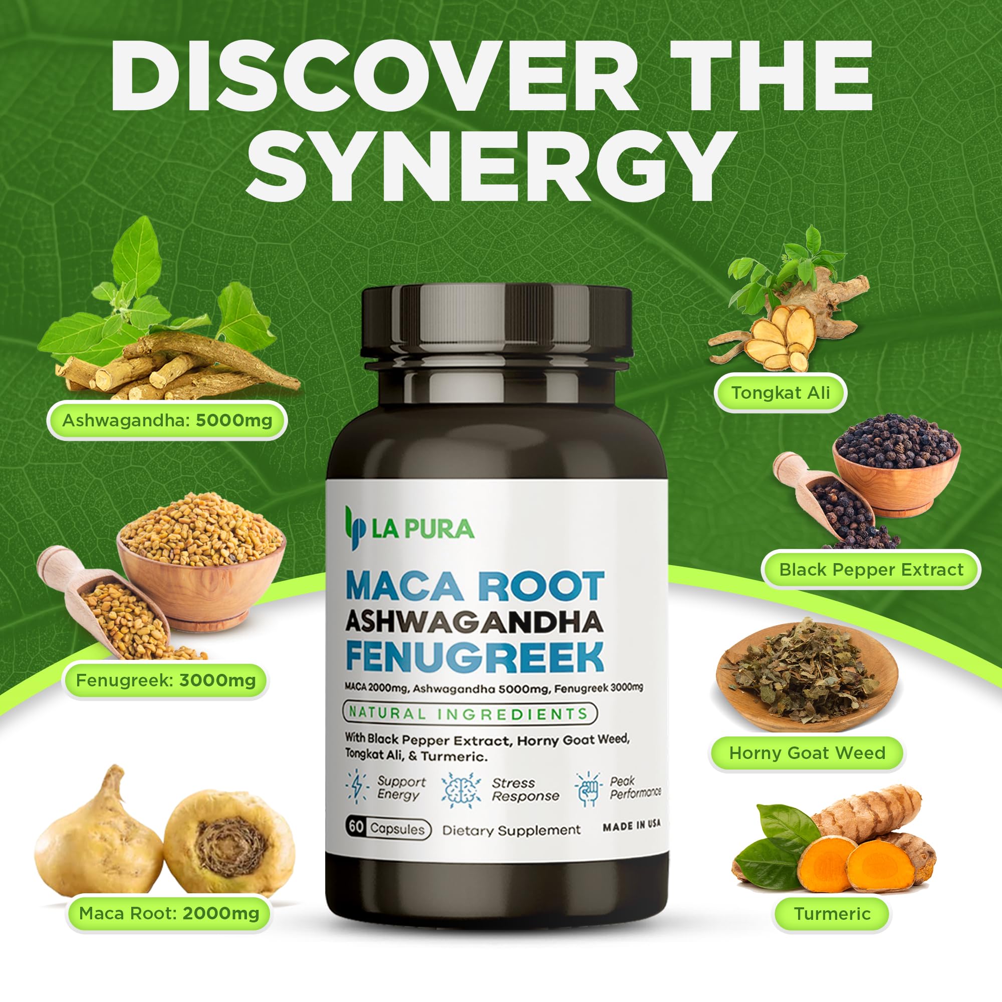LaPura Ashwagandha 5000mg Maca Root 2000mg Fenugreek 3000mg Supplement LaPura buy supplements canada