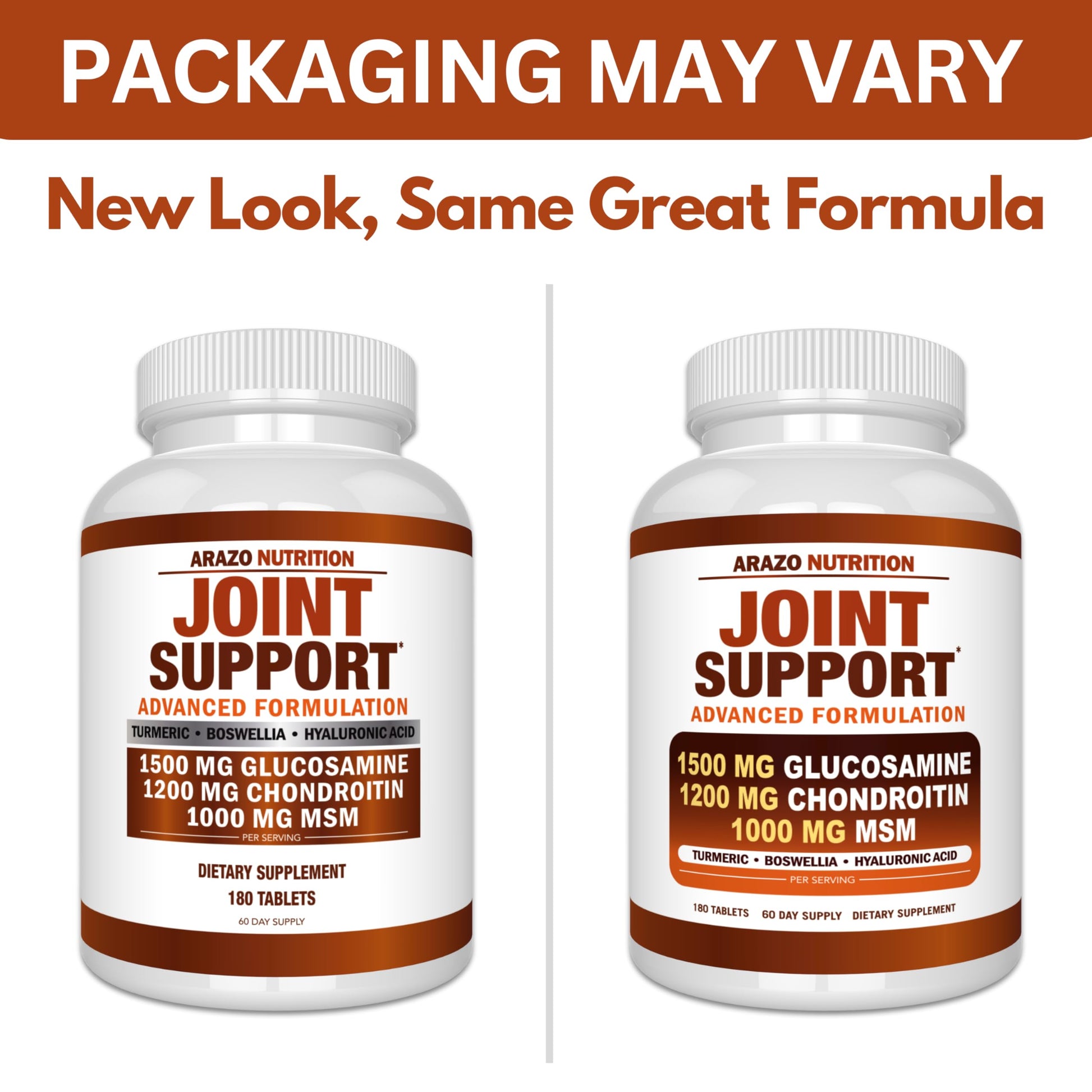 Arazo Nutrition Glucosamine Chondroitin Turmeric Msm Boswellia - Joint Support Supplement for Relief 180 Tablets for Bones, Back, dailyvitalstore buy supplements canada