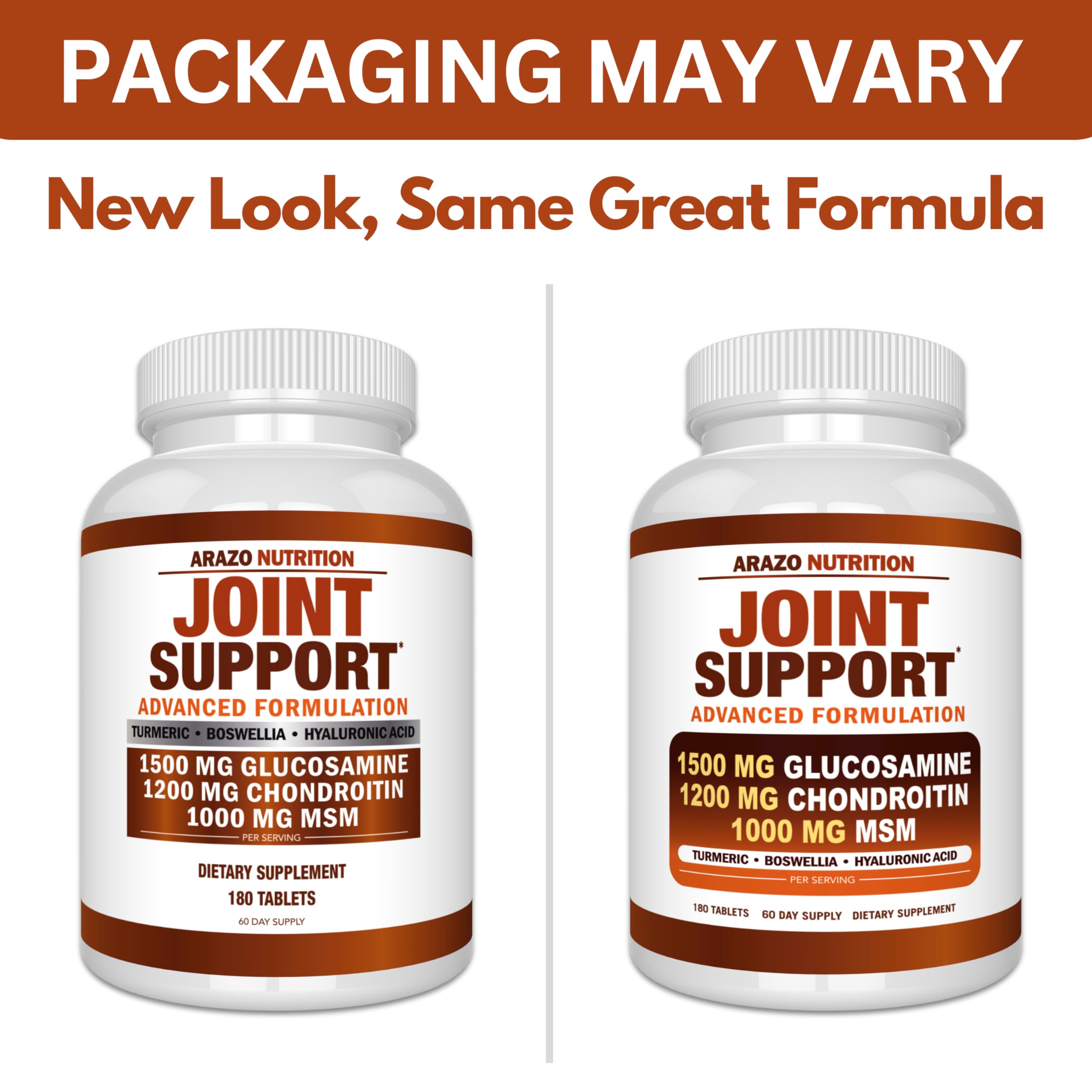 Arazo Nutrition Glucosamine Chondroitin Turmeric Msm Boswellia - Joint Support Supplement for Relief 180 Tablets for Bones, Back, dailyvitalstore buy supplements canada