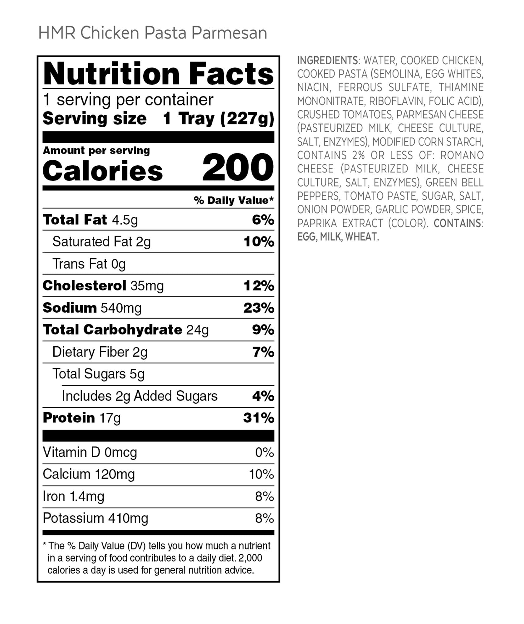 HMR Chicken Pasta Parmesan Entrée | Pre-packaged Lunch or Dinner to Support Weight Loss HMR buy supplements canada
