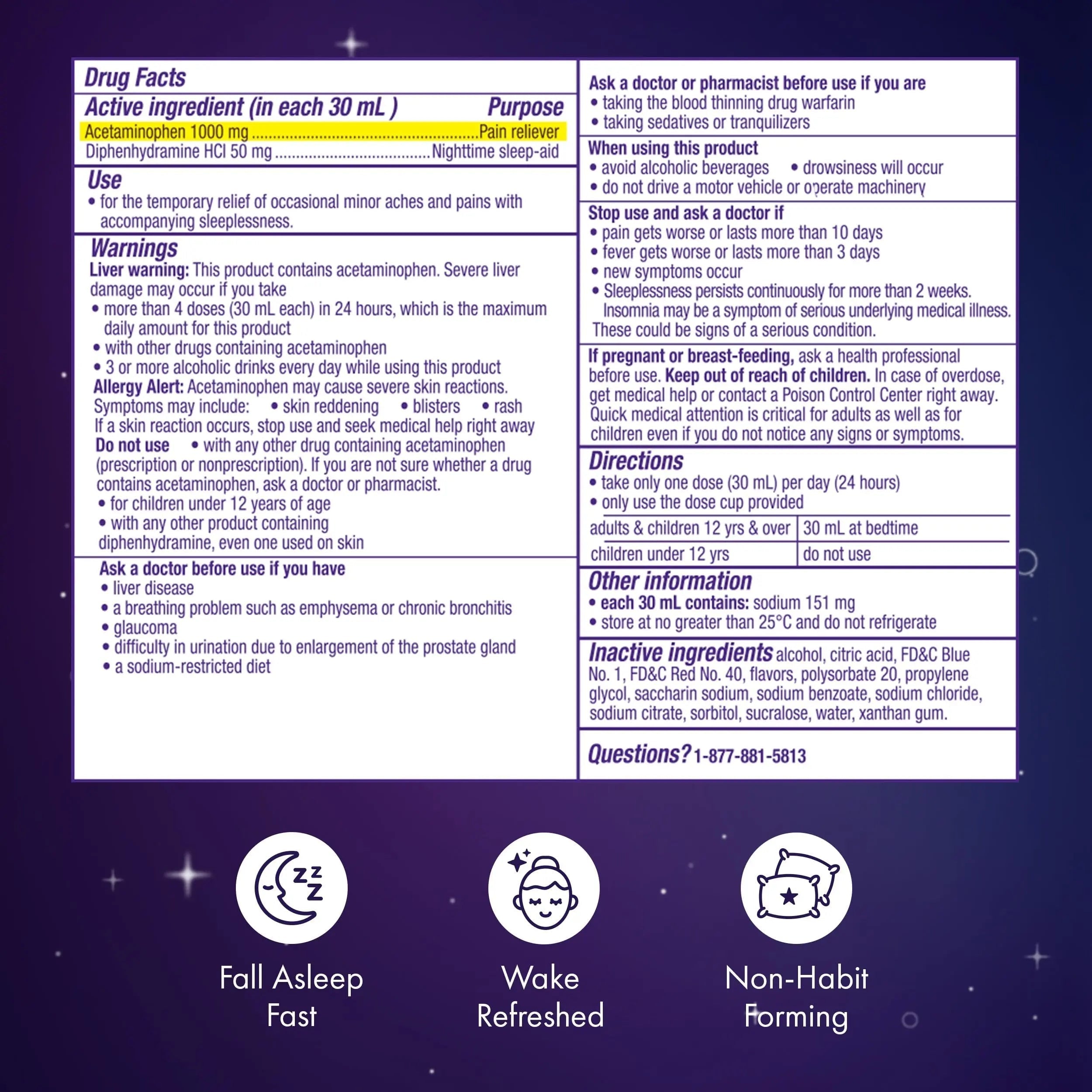ZzzQuil Liquid, Max Strength Pain Reliever, Nighttime Sleep Aid Liquid, Acetaminophen 1000mg, Diphenhydramine 50mg HCI, Non-Habit Forming, Midnight Berry Flavored, 2 Pack, 24 FL OZ ZzzQuil buy supplements canada