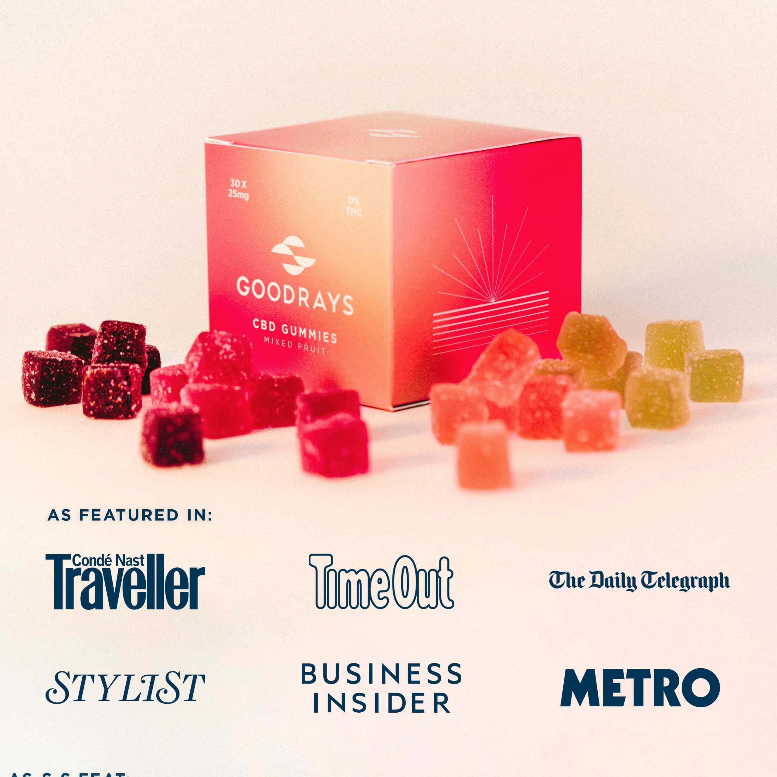 Goodrays - CBD Gummies - High Strength 30 x 25mg Mixed Fruits CBD Edibles Goodrays buy supplements canada