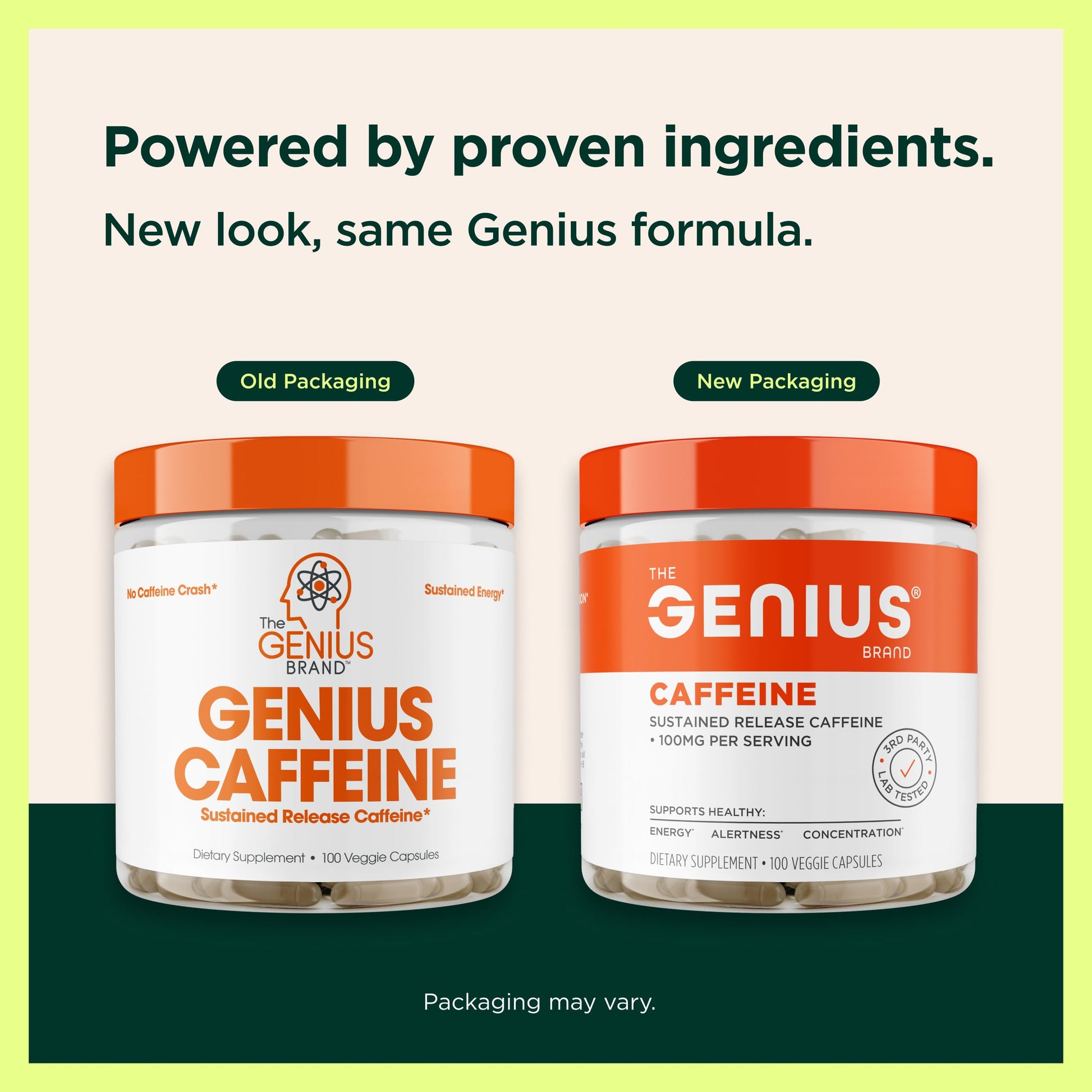 Genius Caffeine - Sustained-Release Microencapsulated Caffeine Pills for Smooth, Long-Lasting Energy & Focus - No Jitters or Crash - 100mg per Capsule - 100 Servings - Natural Performance Booster The Genius Brand buy supplements canada