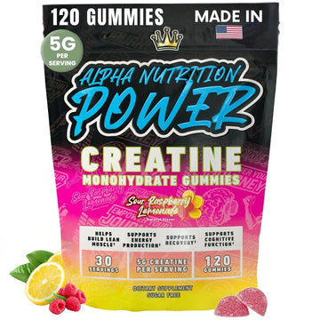 Creatine Monohydrate Gummies 5g - Raspberry Lemonade Flavored Creatine for Women and Men - Supplement for Muscle Gain, Strength, Energy, Cognitive Health, Pre and Post Workout, Recovery, (120 Gummies) Alpha Nutrition Power buy supplements canada