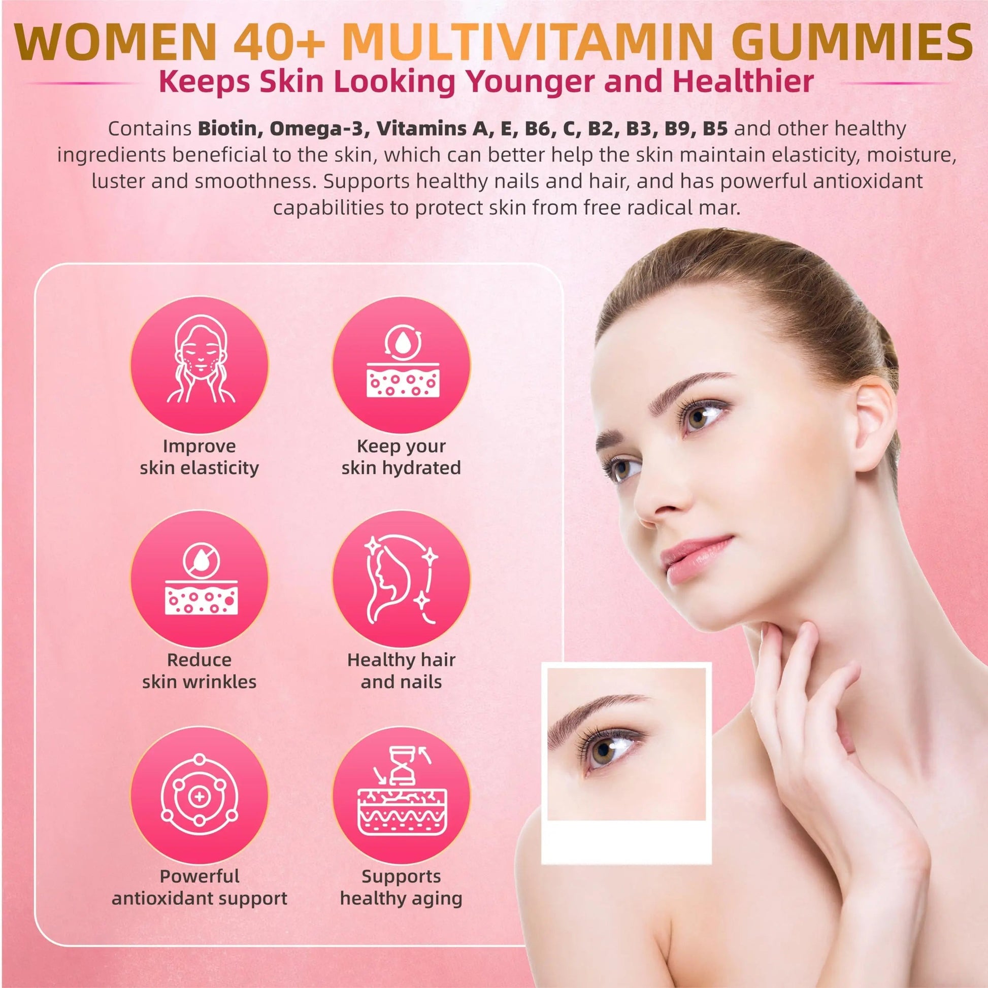 Lerinettia Multivitamin for Women Gummies for 40+ with Omega-3, Niacinamide, B-Complex, Lutein, Iron, Choline, Phosphatidylserine, Vitamin D3 Lerinettia buy supplements canada