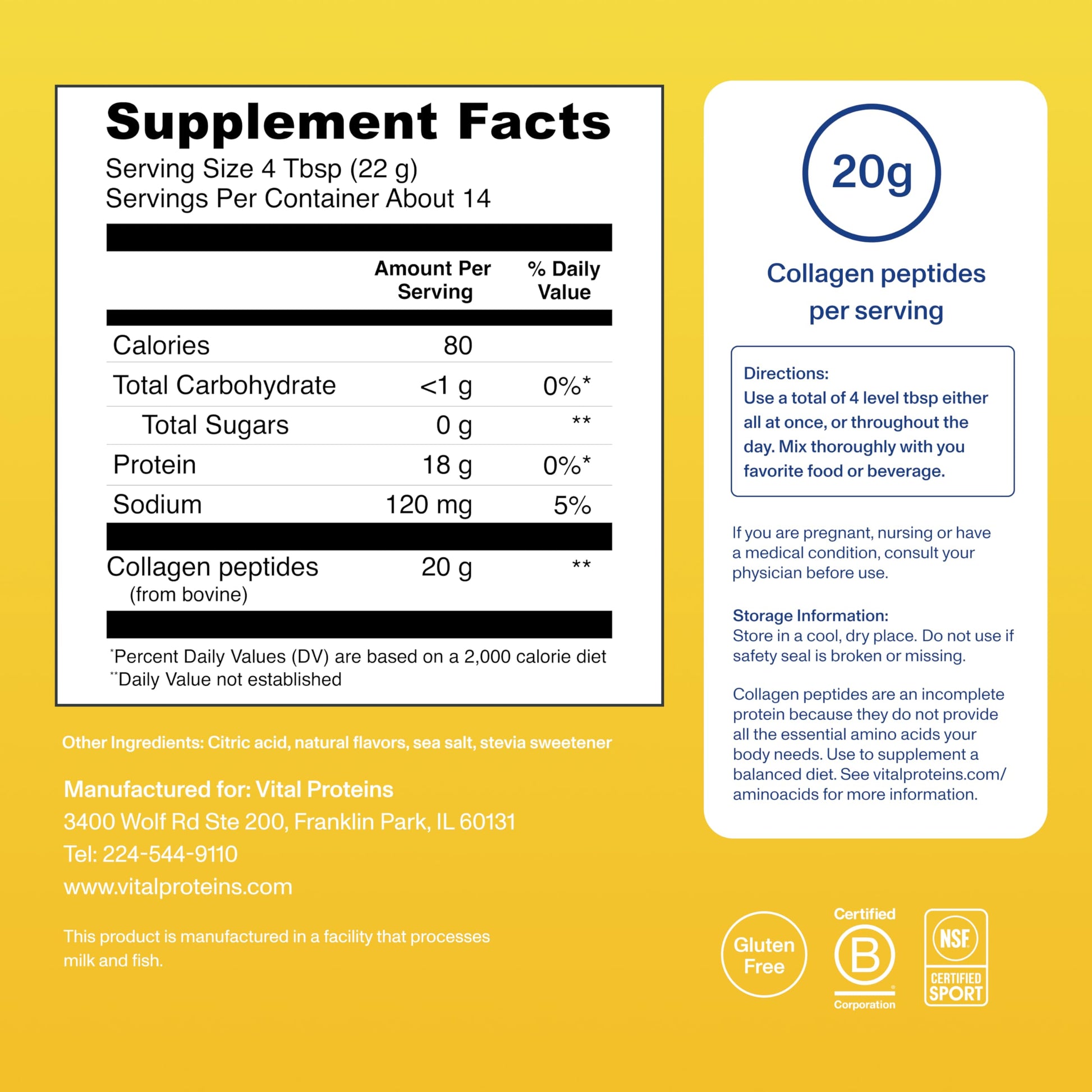 Vital Proteins Collagen Peptides Powder, Collagen Supplements, Hair & Skin Health, 14 Servings, Lemon Vital Proteins buy supplements canada