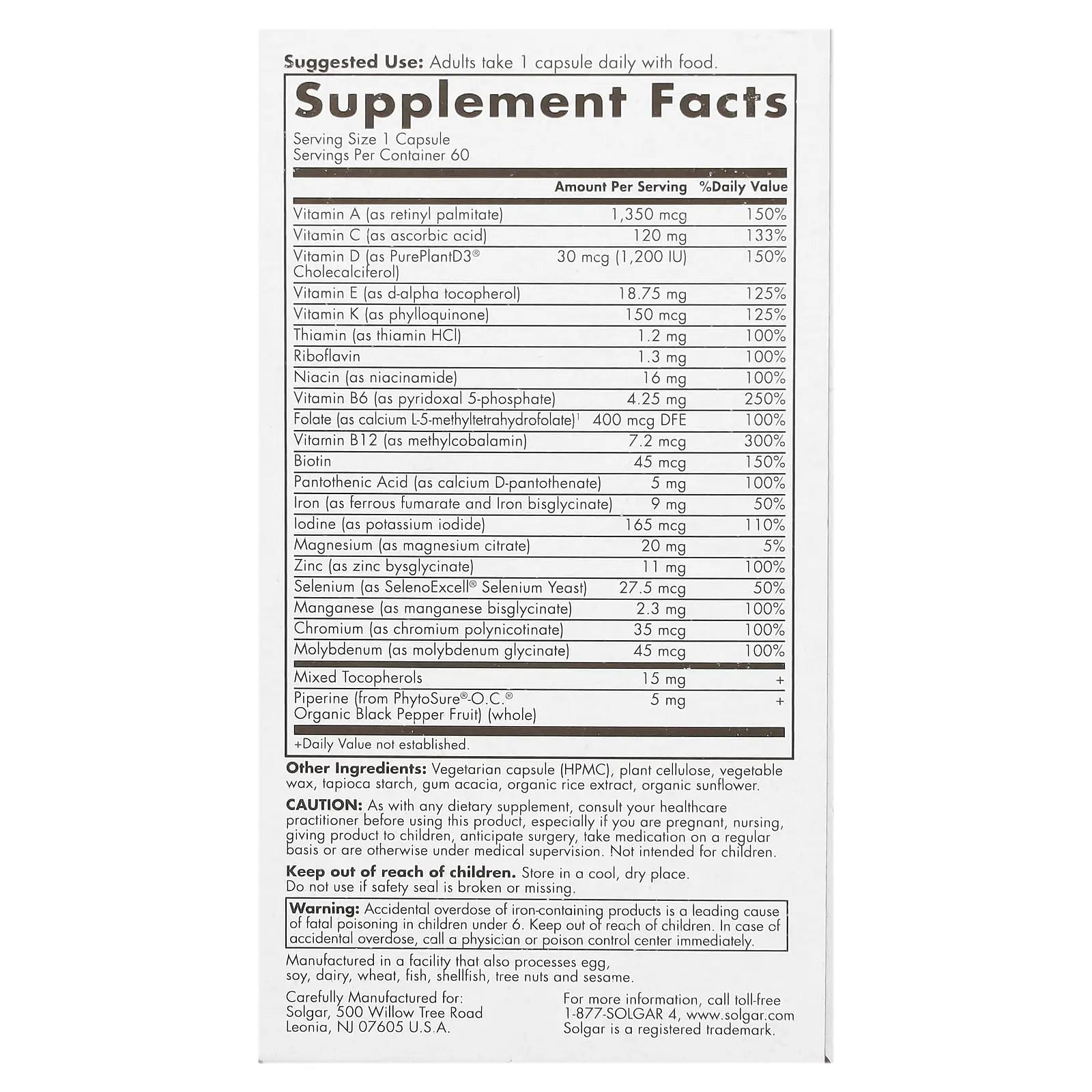 Solgar One Daily Women's Multi Whole Body Support Highly Absorbable Delayed Release Vitamin for Women, Supplement for Immune, Heart, Energy Solgar buy supplements canada