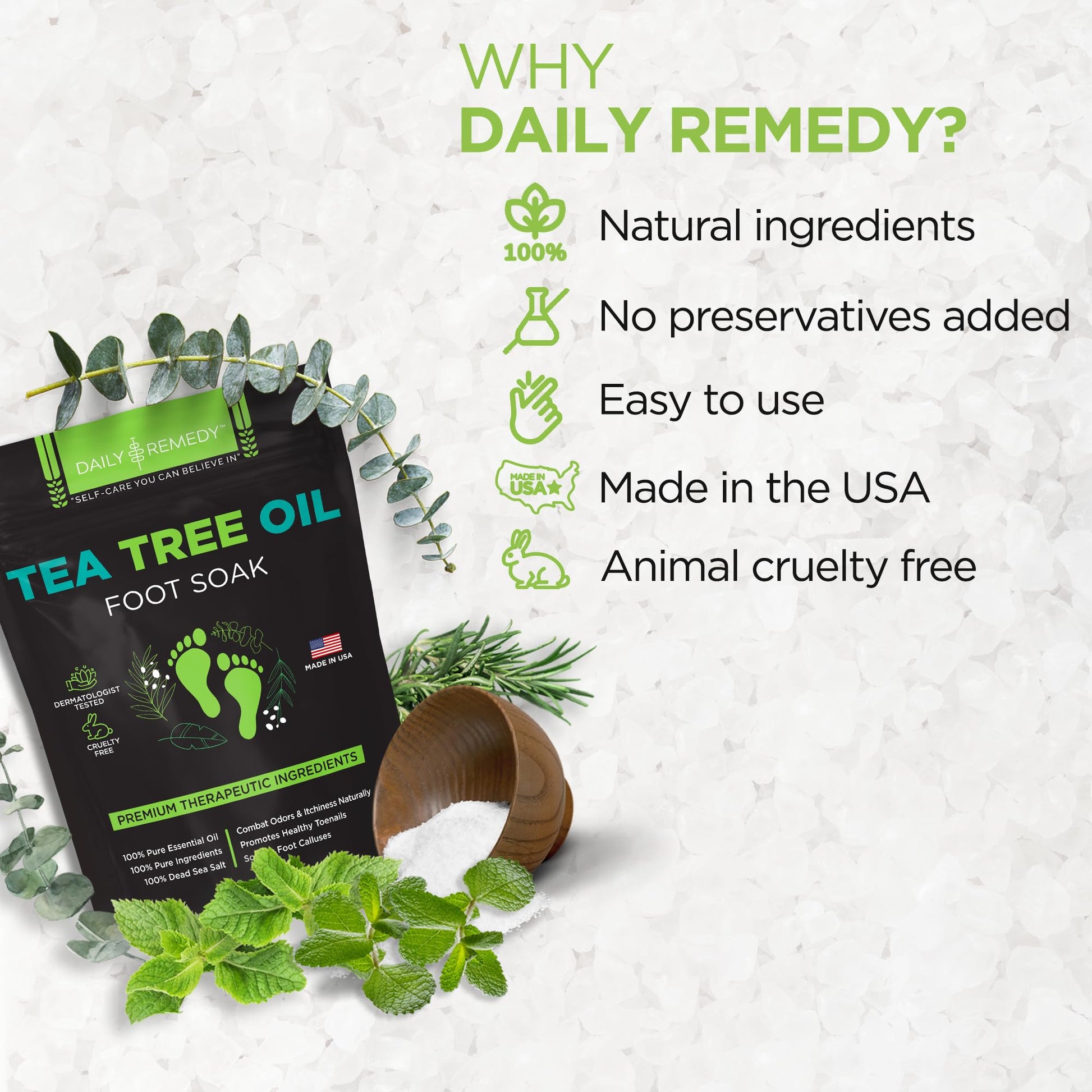 Tea Tree Oil Foot Soak with Epsom Salt - Made in USA - for Toenail Athletes Foot DAILY REMEDY buy supplements canada