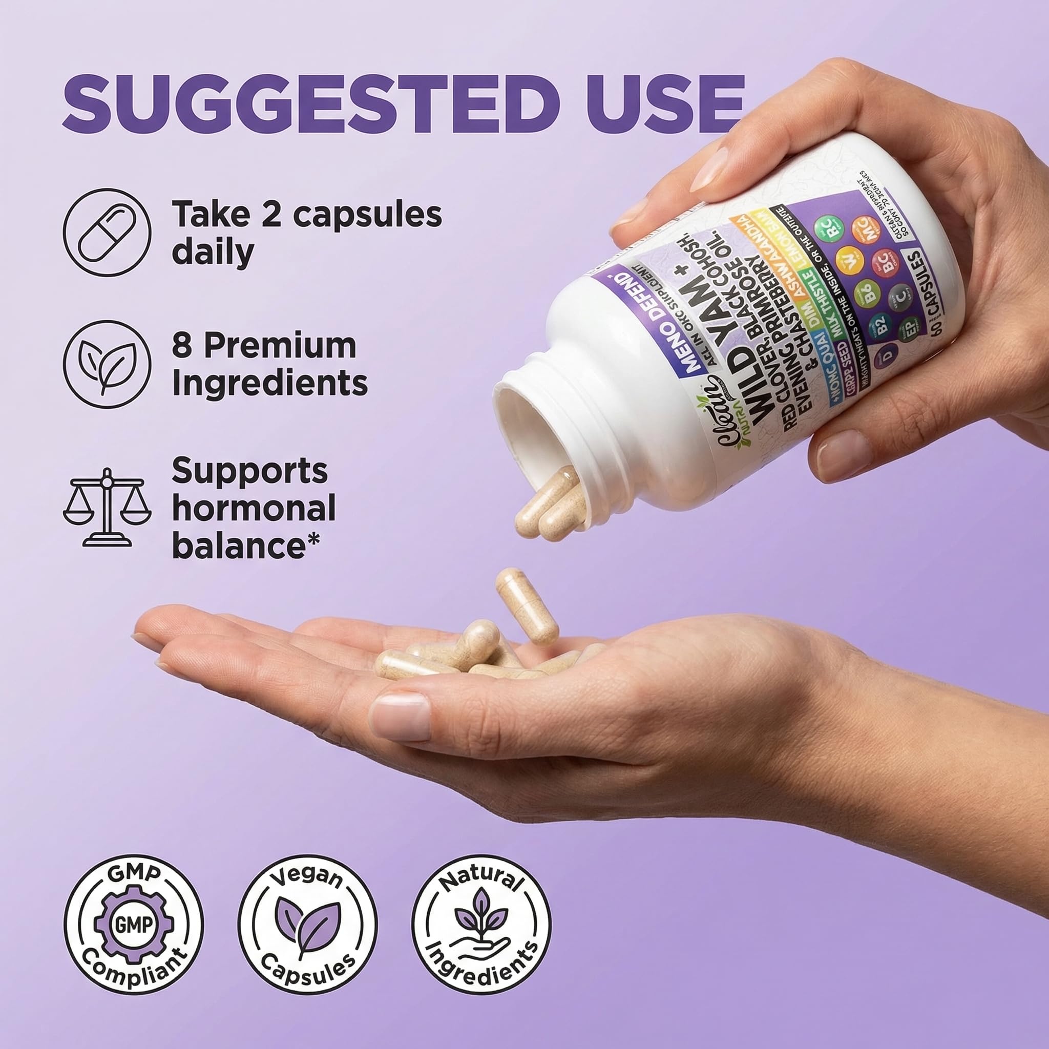 Clean Nutra Wild Yam Root Capsules with Red Clover Black Cohosh Evening Primrose Oil Chasteberry Dong Quai DIM Ashwagandha Grape Seed Extract Milk Thistle Lemon Balm Clean Nutraceuticals buy supplements canada
