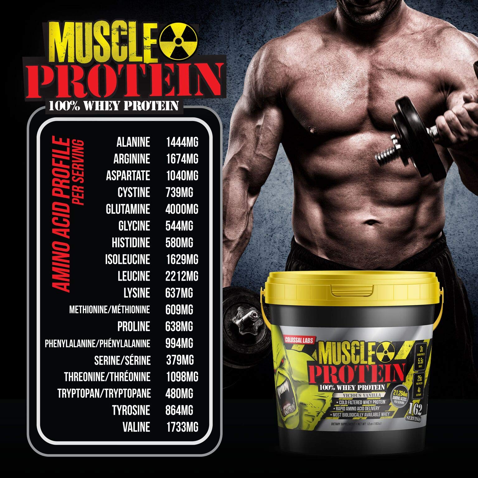 Colossal Labs Whey Protein Blend [12 Pounds/Pack of 1]–Vicious Vanilla, Cold Filtered COLOSSAL LABS buy supplements canada