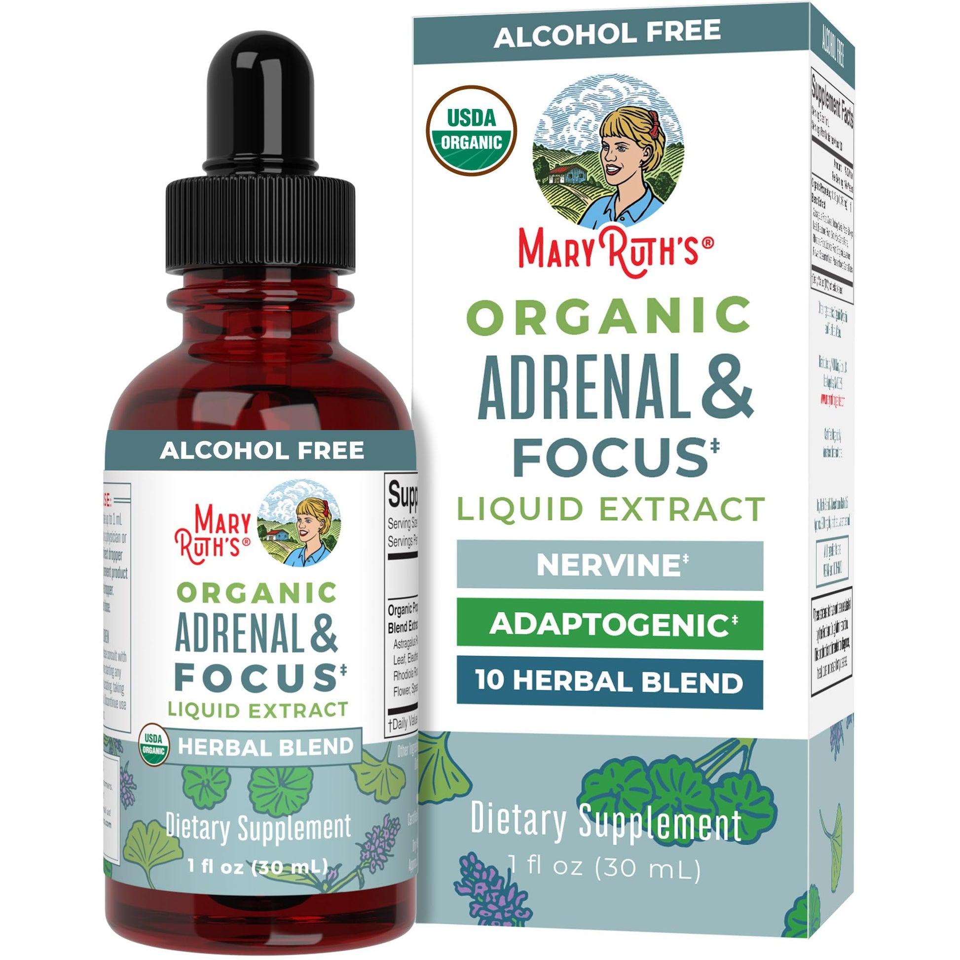 MaryRuth Organics - USDA Organic Brain Nootropic Supplement for Adults with Ginkgo Biloba & Astragalus | Focus & Adrenal Support | Brain & Memory Drops | Vegan | Non-GMO | Gluten Free | 30 Servings MARYRUTH'S buy supplements canada