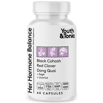 Youth & Tonic Her Hormone Balance – Menopause Supplement for Women, Perimenopause Support, Non-Hormonal Herbal Formula with Black Cohosh for Hot Flashes & Night Sweats, 60 Capsules Youth & Tonic buy supplements canada