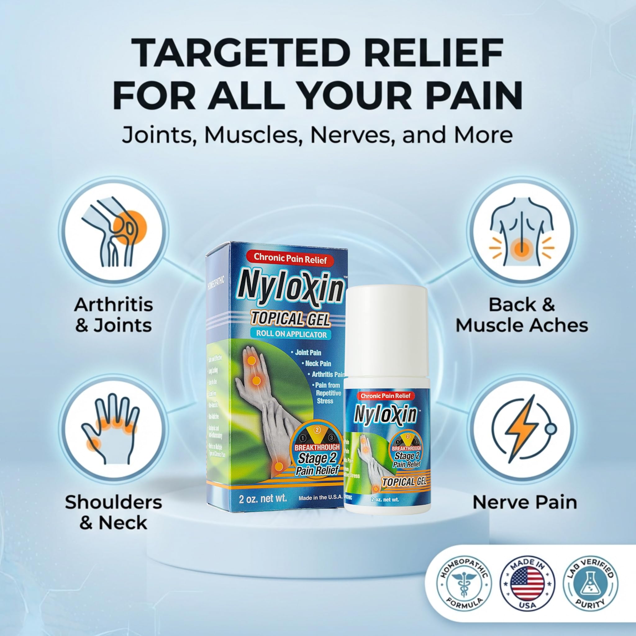 Nyloxin Roll-On Arthritis Pain Relief Gel, Back Pain Relief, Neuropathy Pain Relief, Nerve Pain Relief, Knee Pain Relief, Foot Pain Relief, Muscle Pain Relief, Shoulder Pain, Joint Pain (2 oz) Nyloxin buy supplements canada